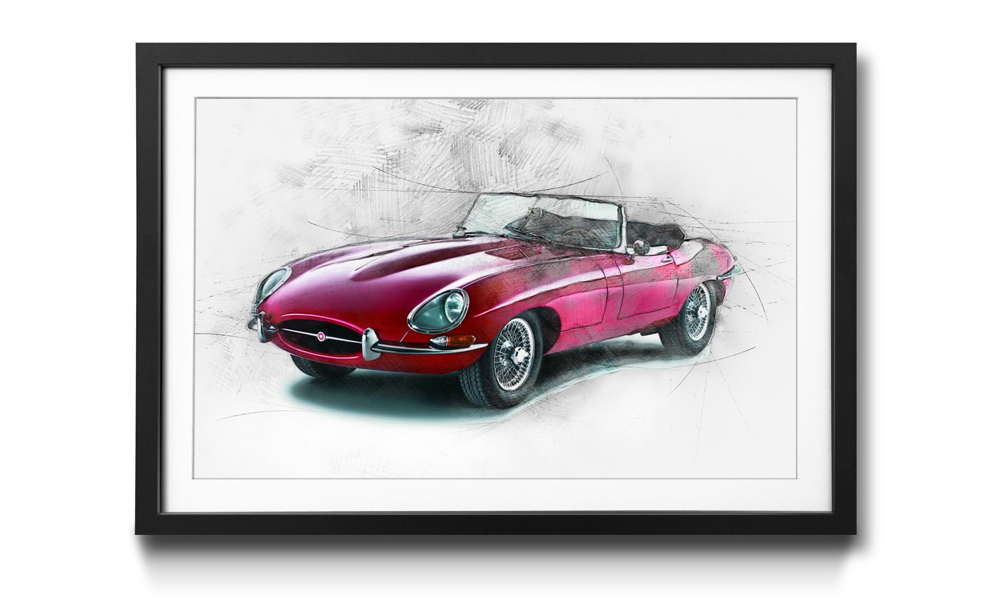 WandbilderXXL Bild mit Rahmen Red Jag, Auto, Wandbild, in 4 Größen erhältlich
