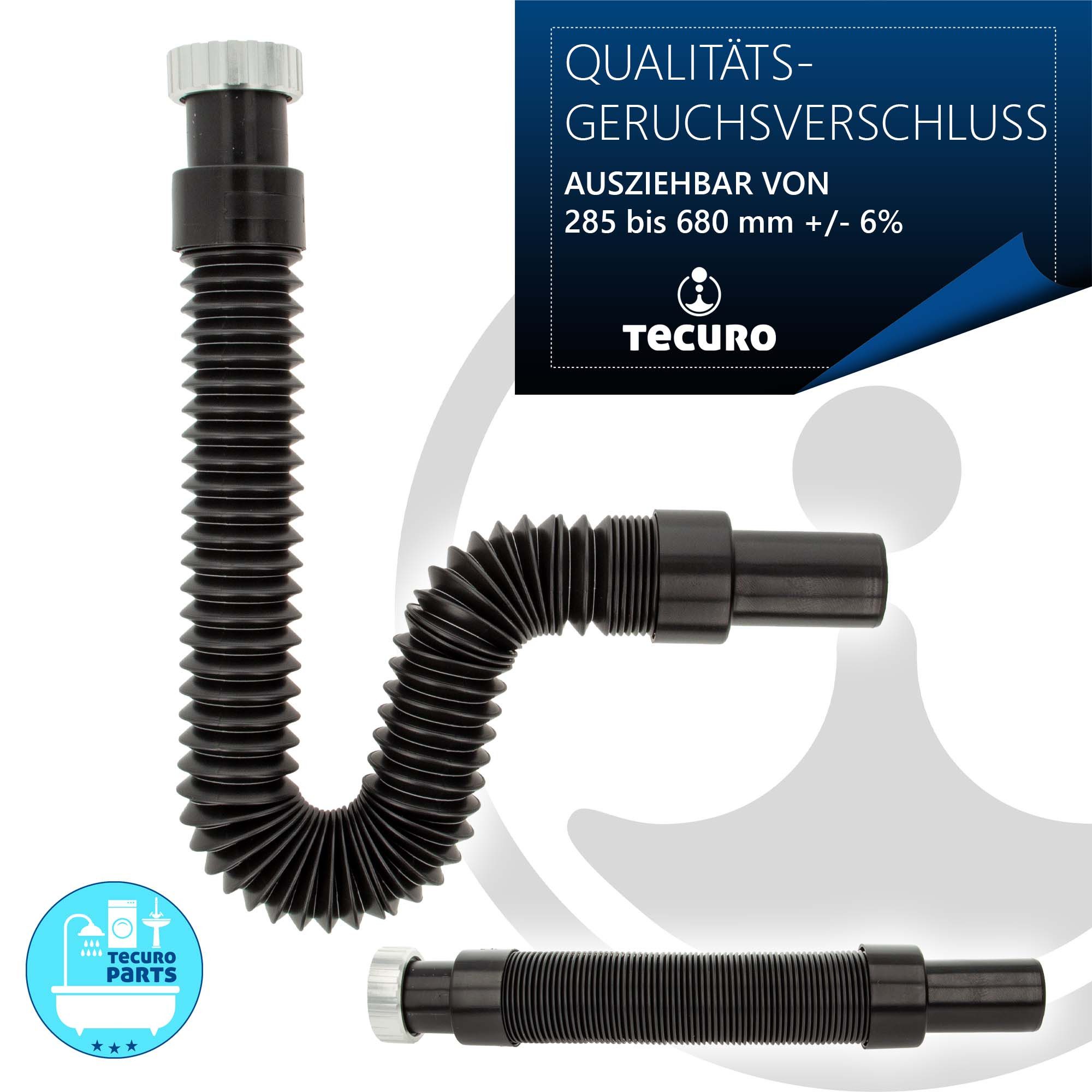 tecuro Siphon Geruchsverschluss flexibel 1 1/4 Zoll auf Ø 32/40 mm – Bild 2 von 5