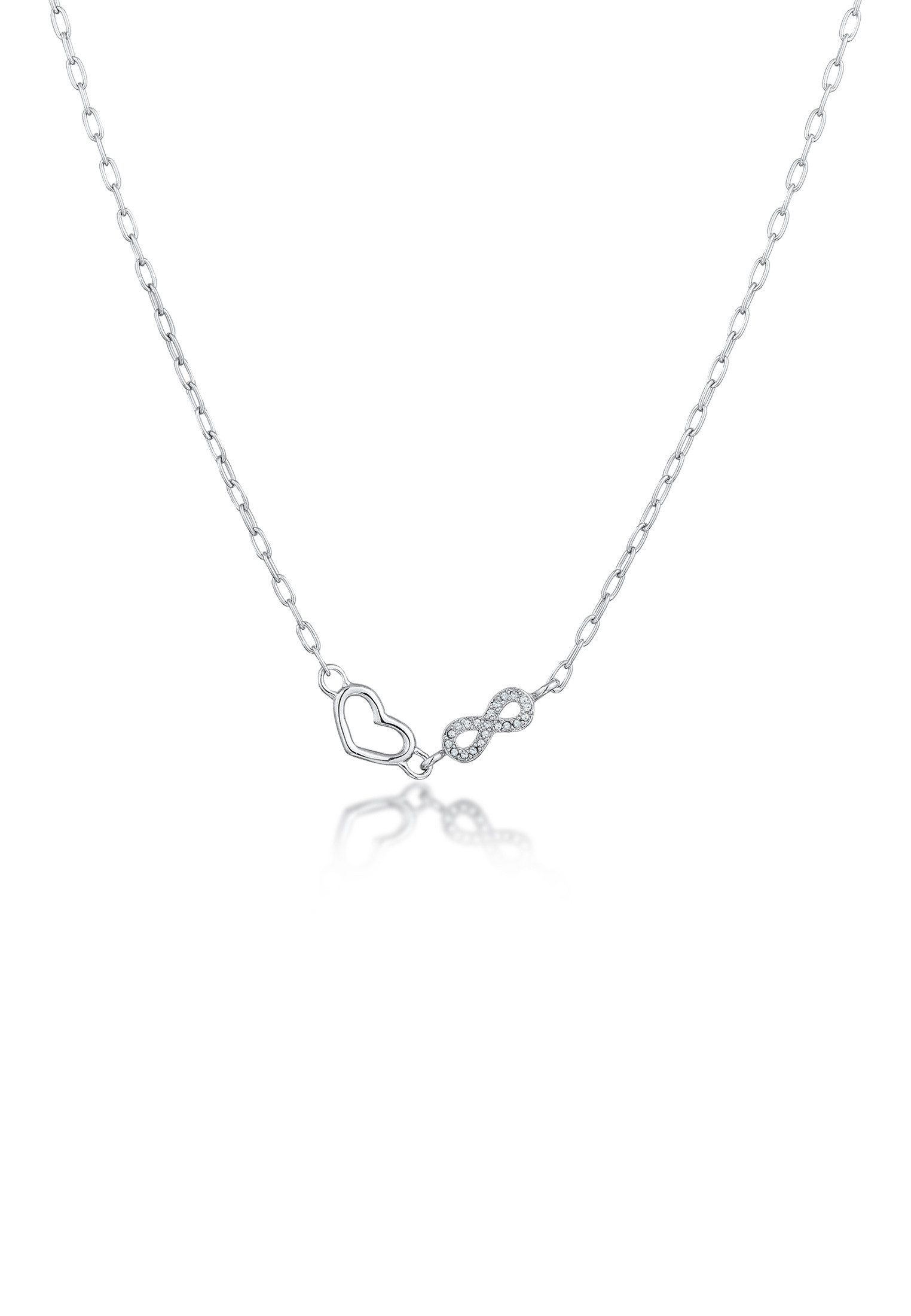 Kette mit Anhänger Herz Infinity Weiß 925 Sterling Silber, mit Kristallen von Swarovski®