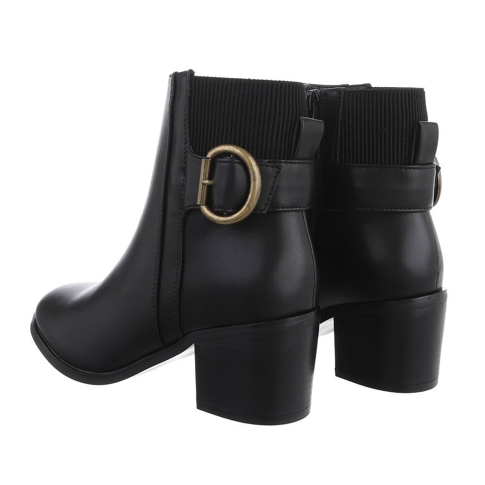 Blockabsatz Stiefelette Freizeit Damen Klassische Schwarz in Ital-Design Stiefeletten