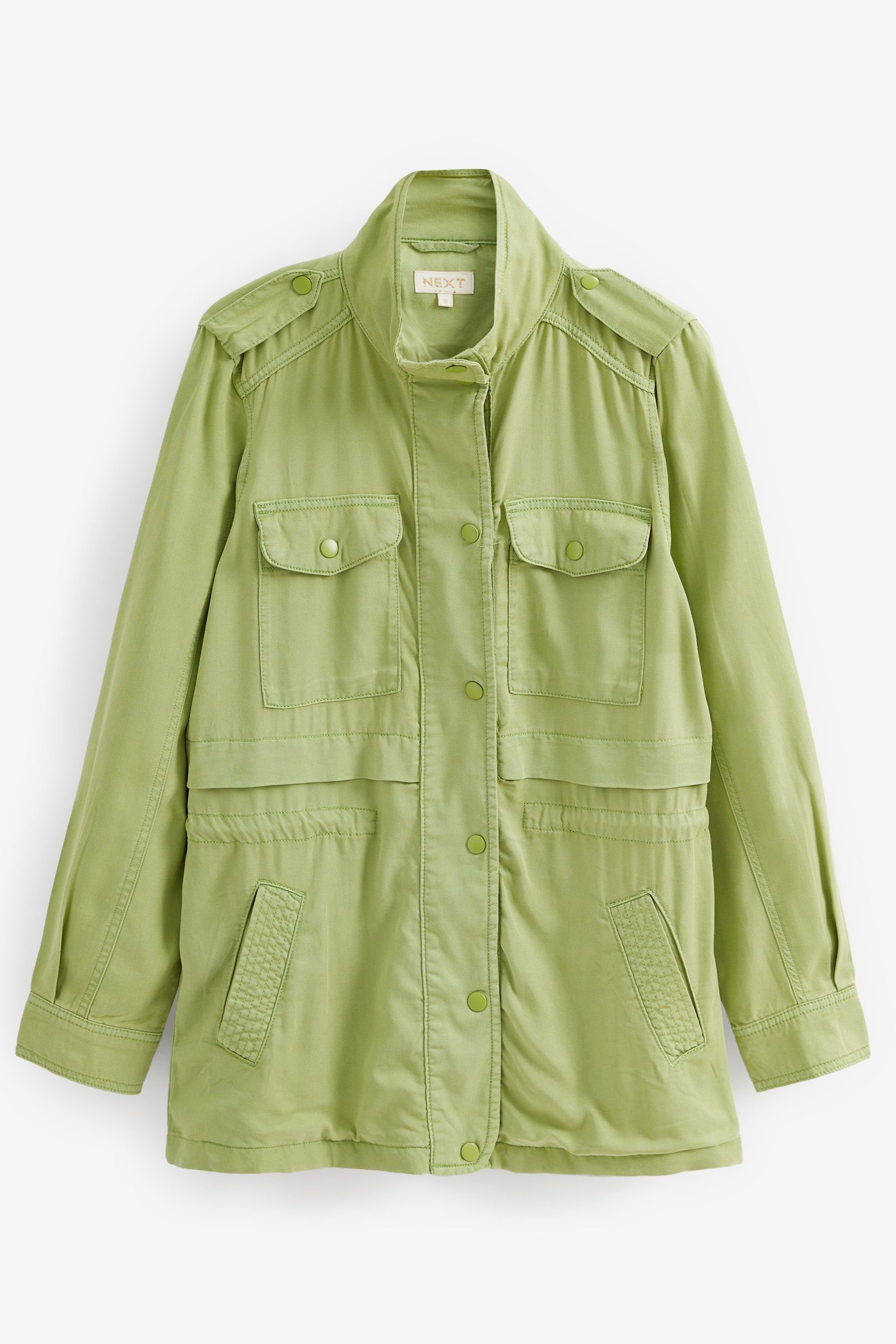 Khaki Fit Soft aufgesetzten Sommerjacke mit (1-St) Utility-Jacke Green Relaxed Next Taschen