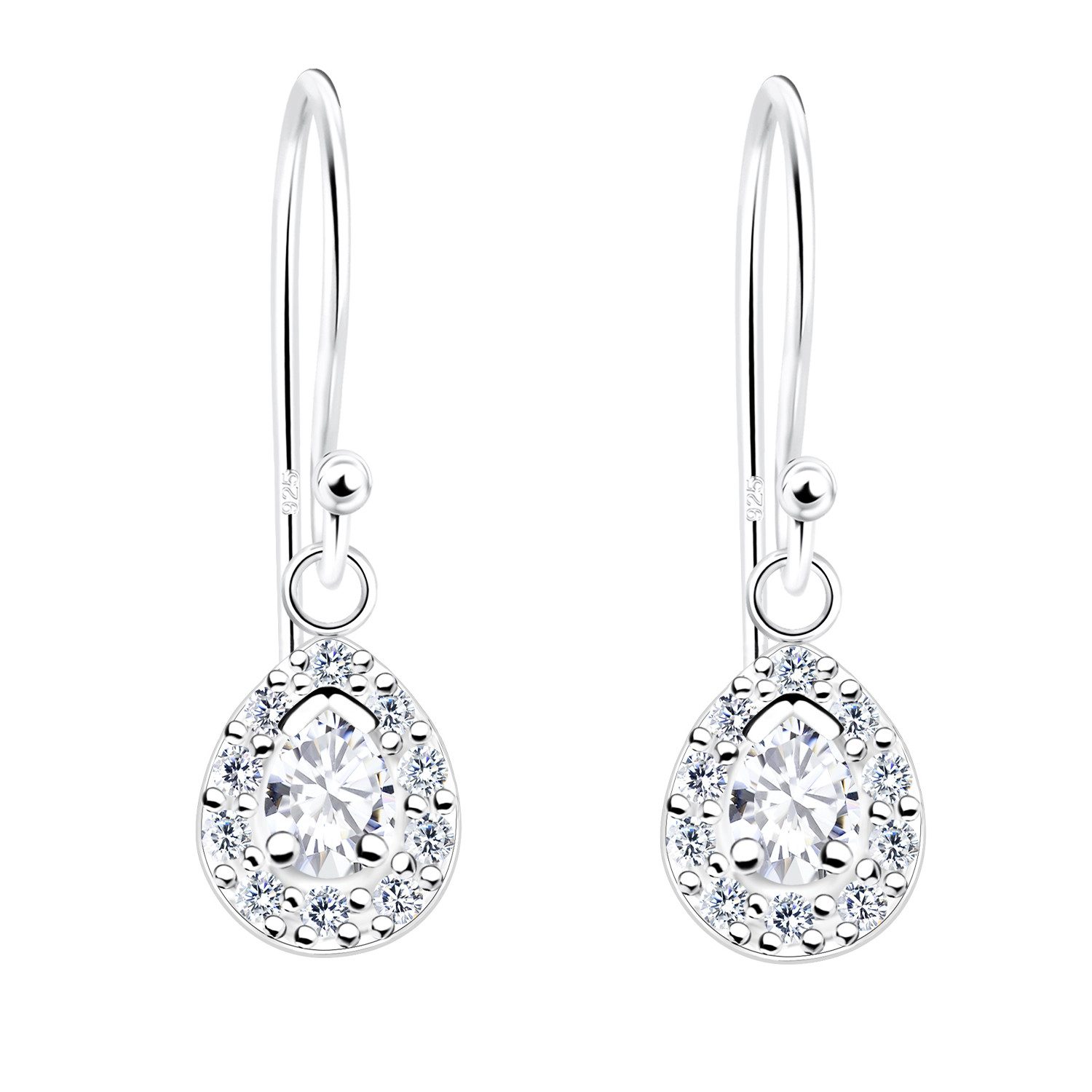 LÖB Paar Ohrhänger 925 Silber Ohrringe Hängend Zirkonia Stein Tropfen Oval günstig online kaufen