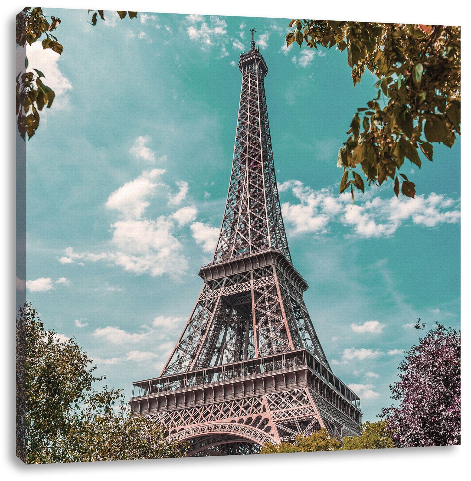 Leinwandbild fertig bespannt, Paris, Leinwandbild Eifelturm Eifelturm Zackenaufhänger St), inkl. Pixxprint (1 Paris