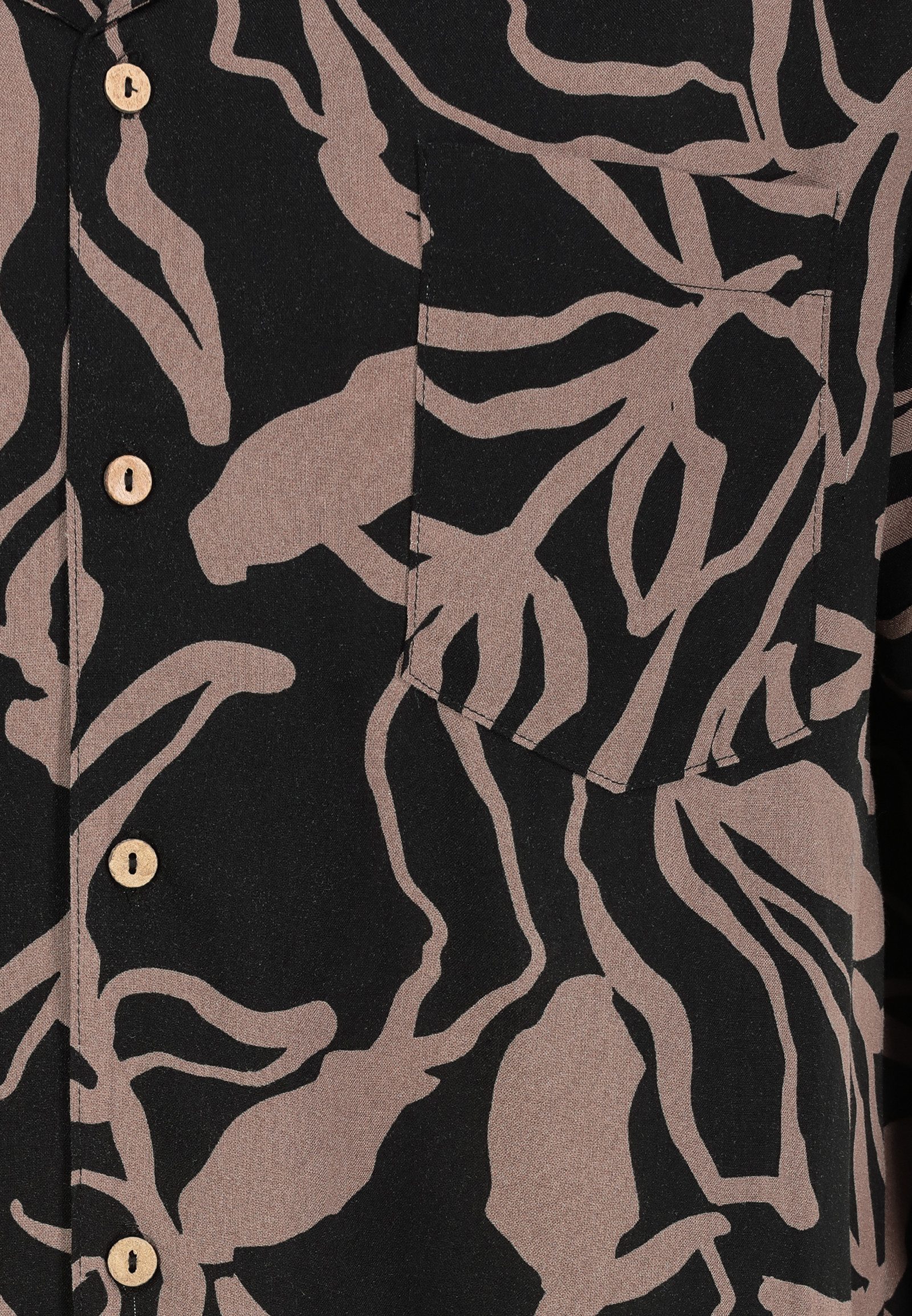 Urban Surface Kurzarmhemd Kurzarm- mit botanischem Muster und Knöpfen Tropical-Shirt