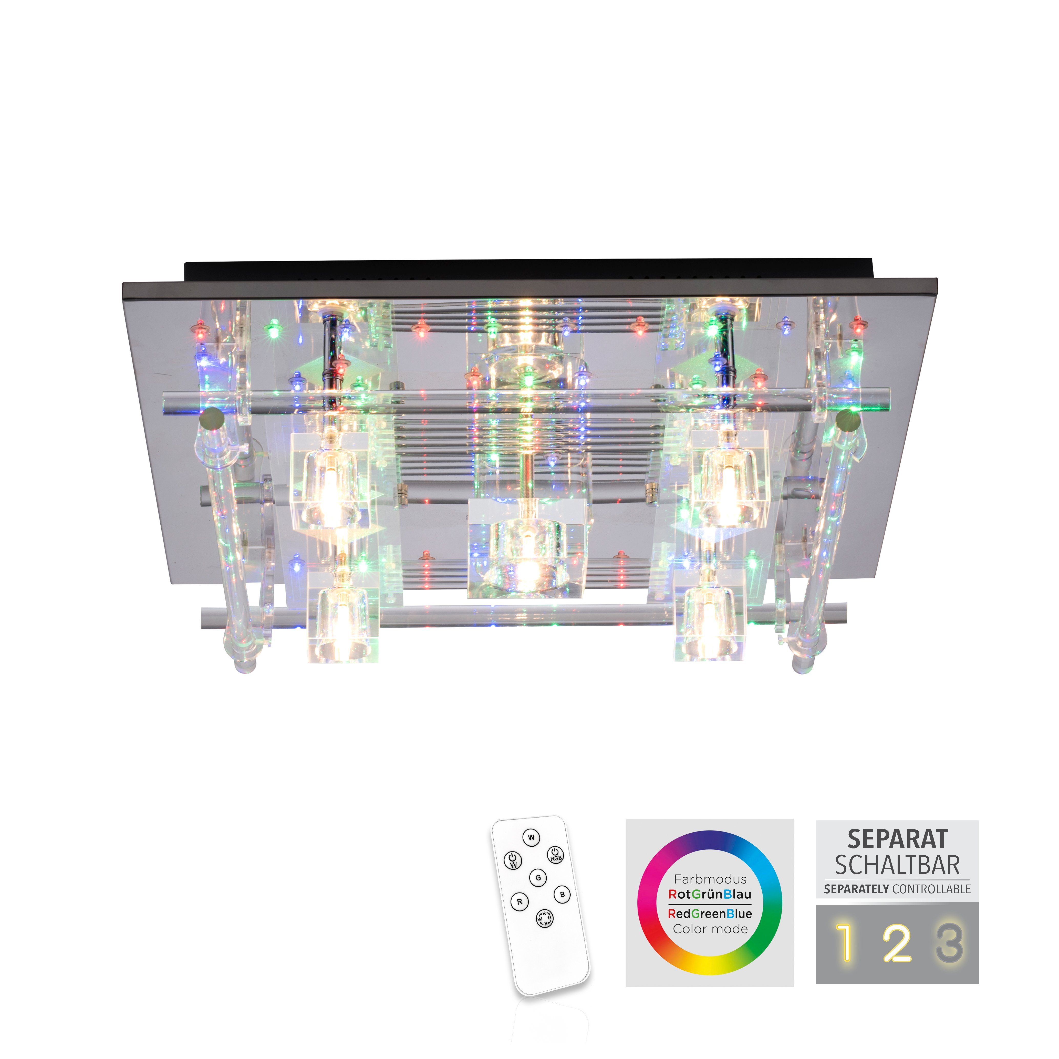 Leuchten Direkt Deckenleuchte LED Infrarot wechselbar, inkl., separat KEMAL2.0, RGB, steuerbar FB Warmweiß, Fernbedienung, über LED