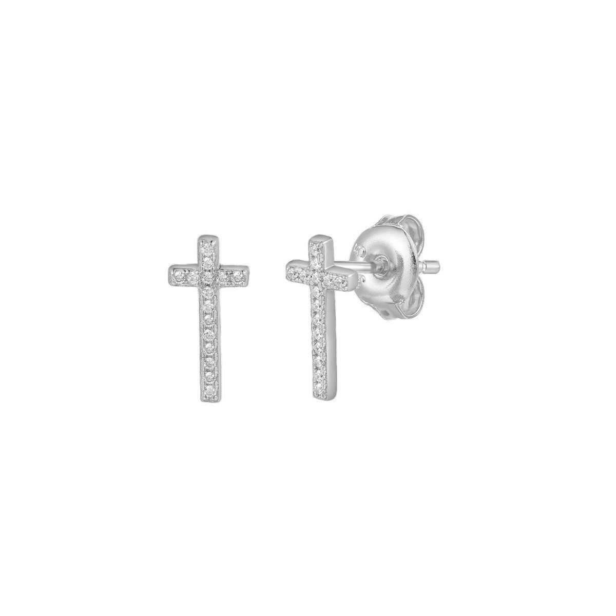 XENOX Paar Ohrstecker Ohrstecker Damen Kreuz Mit Zirkonia 925 Sterlingsilber XS10040