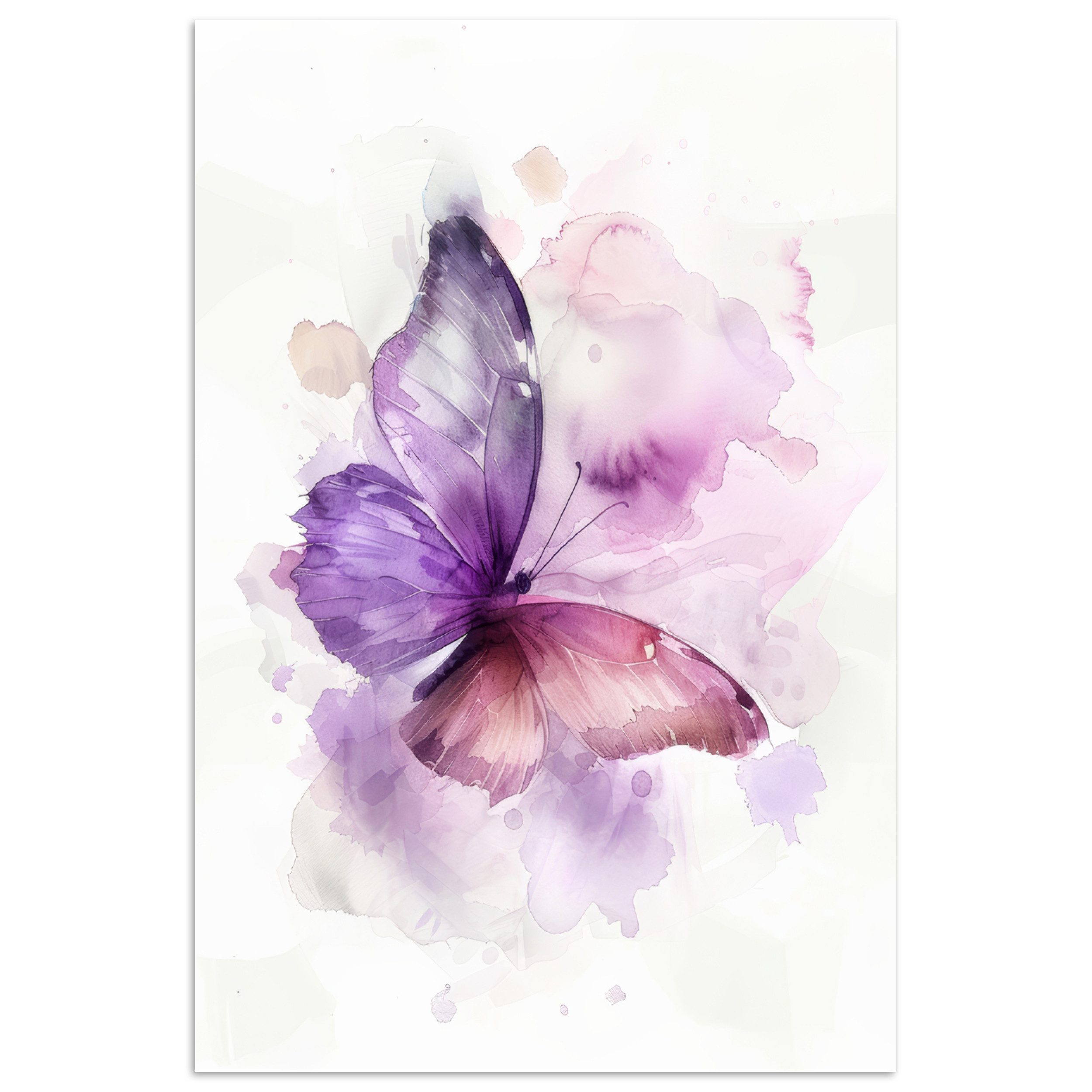 MuchoWow Poster Schmetterling - Lila - Pastellfarben, (1 St), Poster ohne Rahmen, Wandbild, Wandposter, 20x30 cm