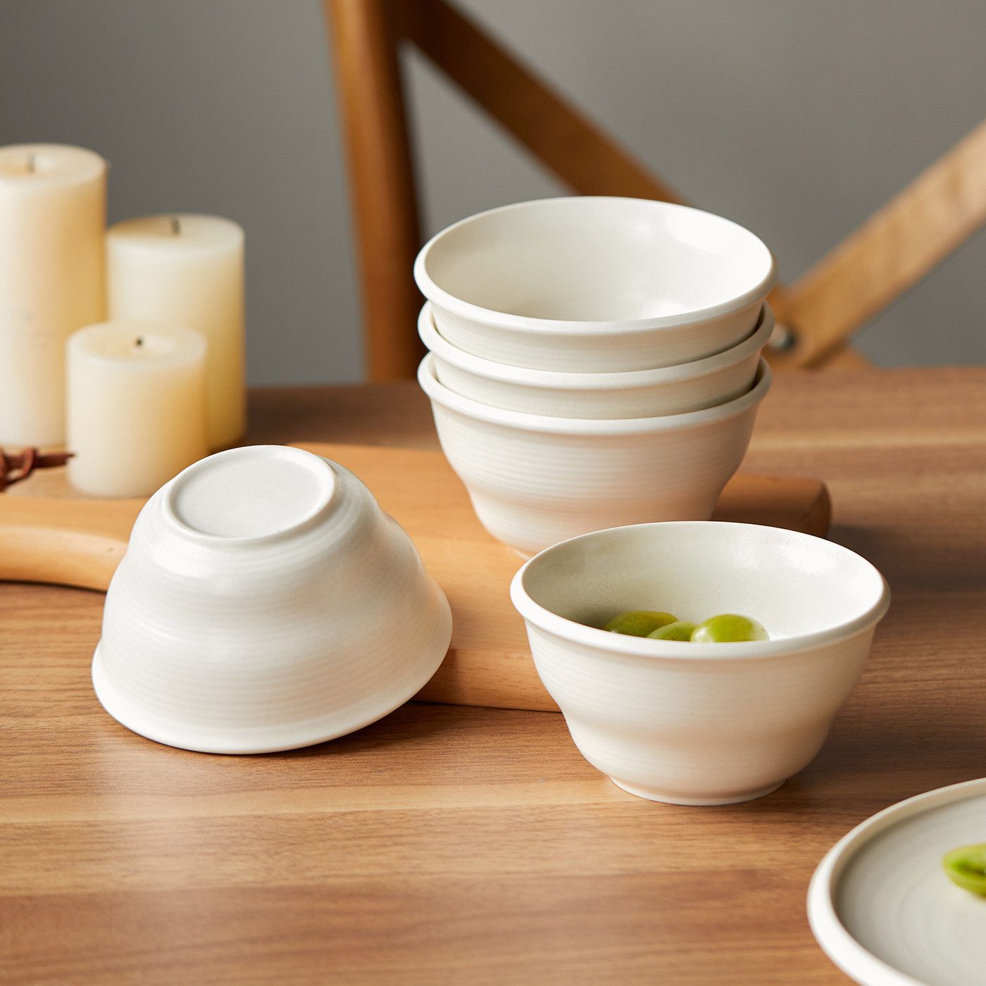 JIWOO Schüssel 6er Ø11,7cm, Müslischale Eisschale FrühstückSchale Dessertschale, Keramik, (Schaleset, 6-tlg), Bowl, Hochwertiges Schalen Weiß Schale Mikrowellenofen Spülmaschine