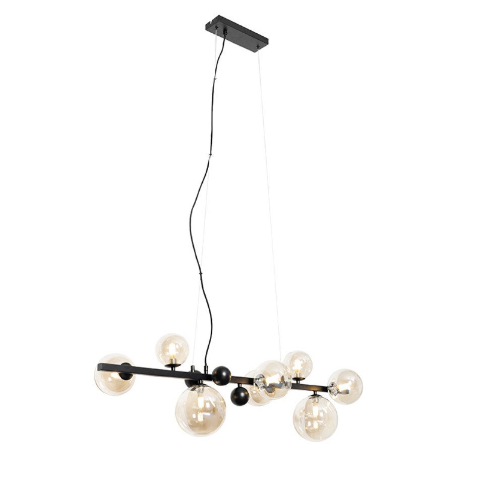 Qazqa Pendelleuchte David, ohne Leuchtmittel, G9, Schwarz, Art Deco, Stahl, 8-flammig