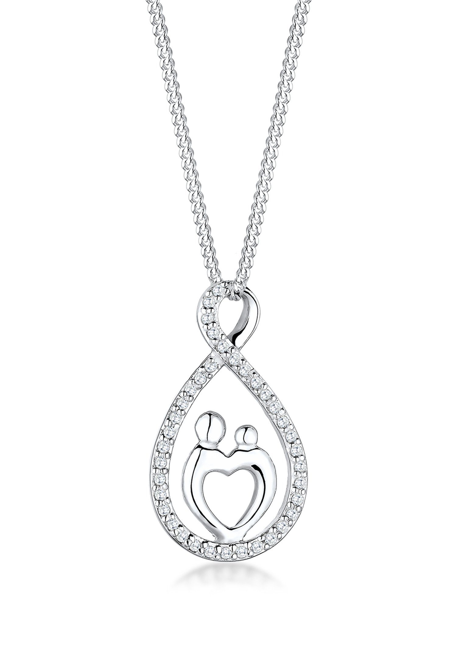 Love Weiß mit Anhänger Kette Silber 925 Mutter Elli Kind Infinity Zirkonia Herz