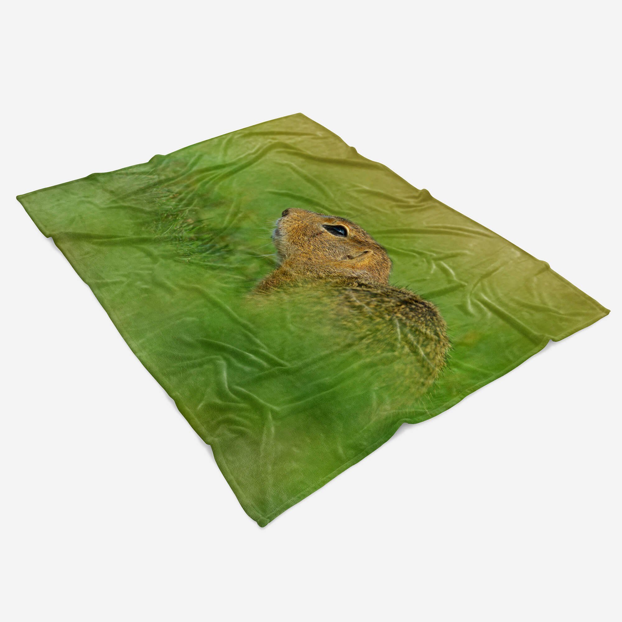 im Art Baumwolle-Polyester-Mix Kuscheldecke Handtücher Handtuch Saunatuch Erdhörnchen Handtuch Gra, Sinus Strandhandtuch mit (1-St), Tiermotiv