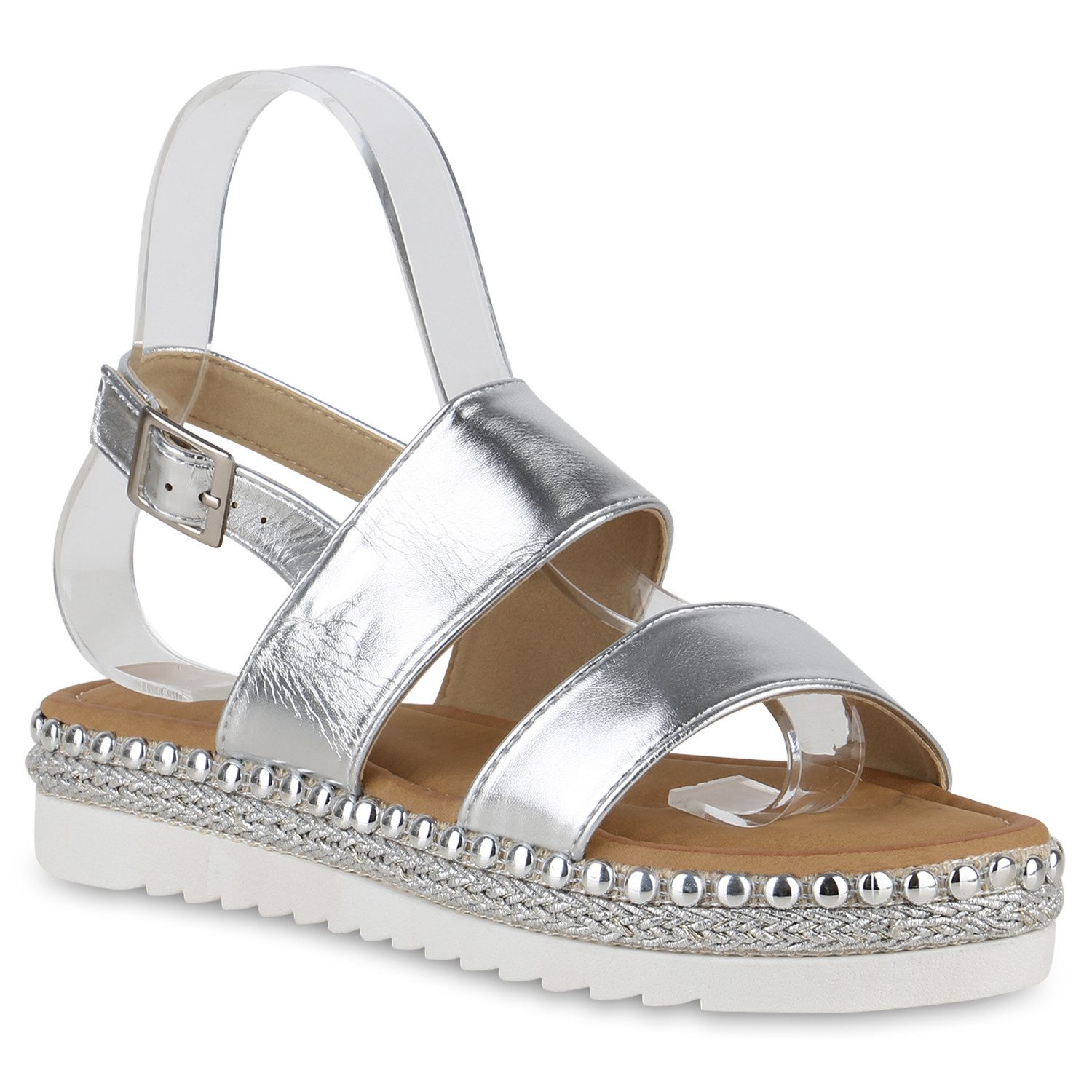 VAN HILL 841105 Plateausandaletten Damen Plateau Sandaletten Nieten Leder-O günstig online kaufen