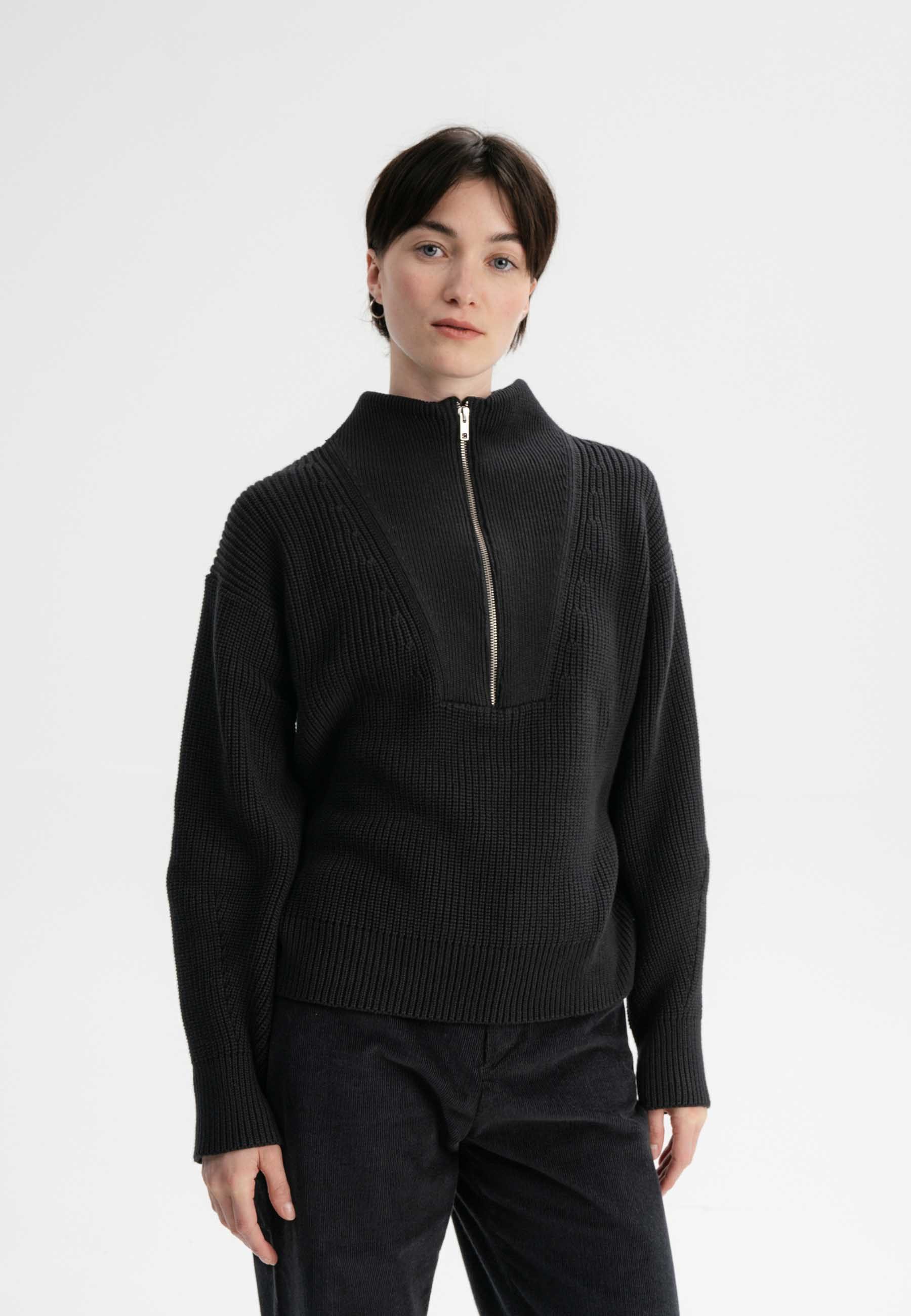 MELA Strickpullover Damen Rippstrick Troyer KIMAYA günstig online kaufen