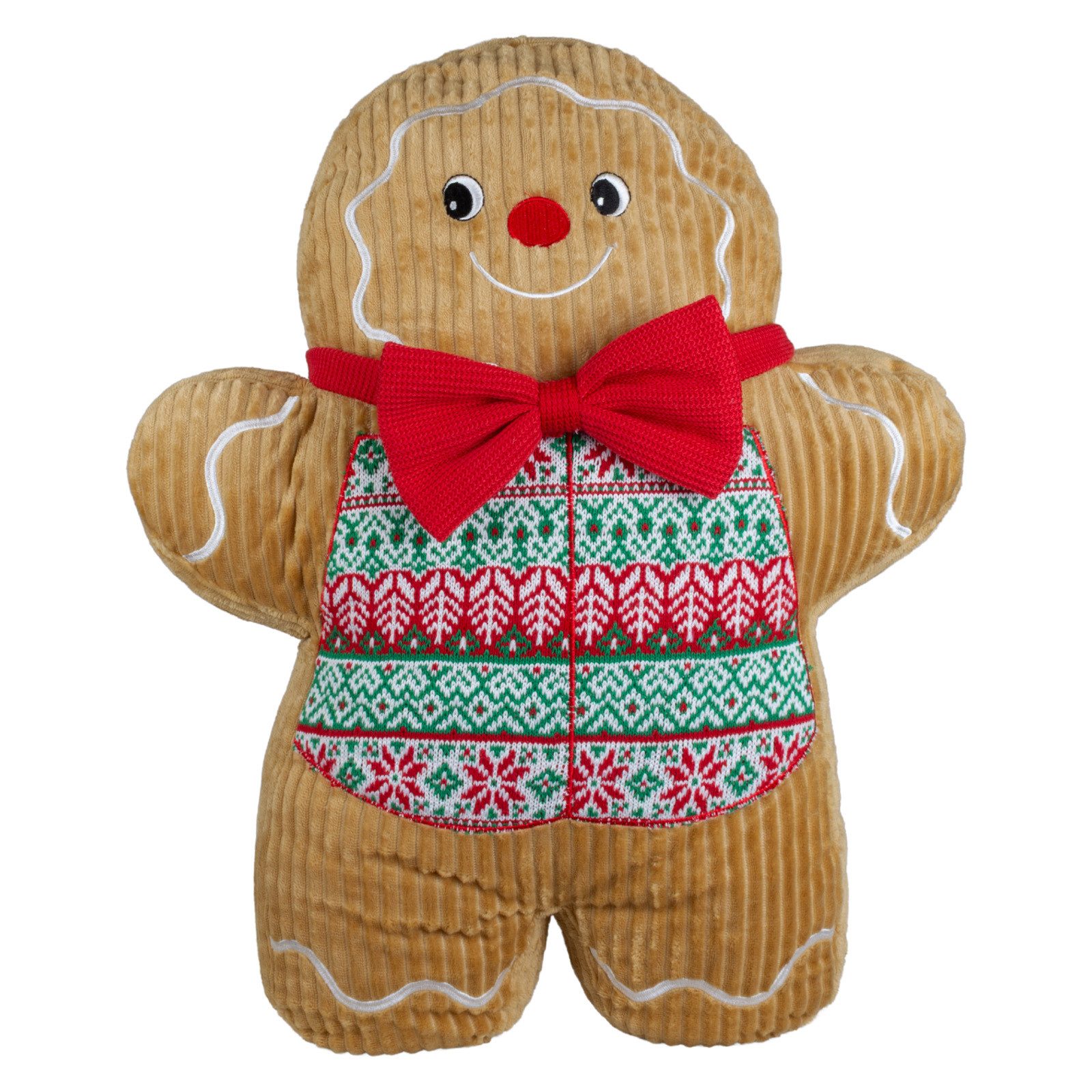 Christmas Paradise Dekokissen XL Lebkuchenmann 50cm Weihnachtsdeko, Couchkissen in Cord-Optik