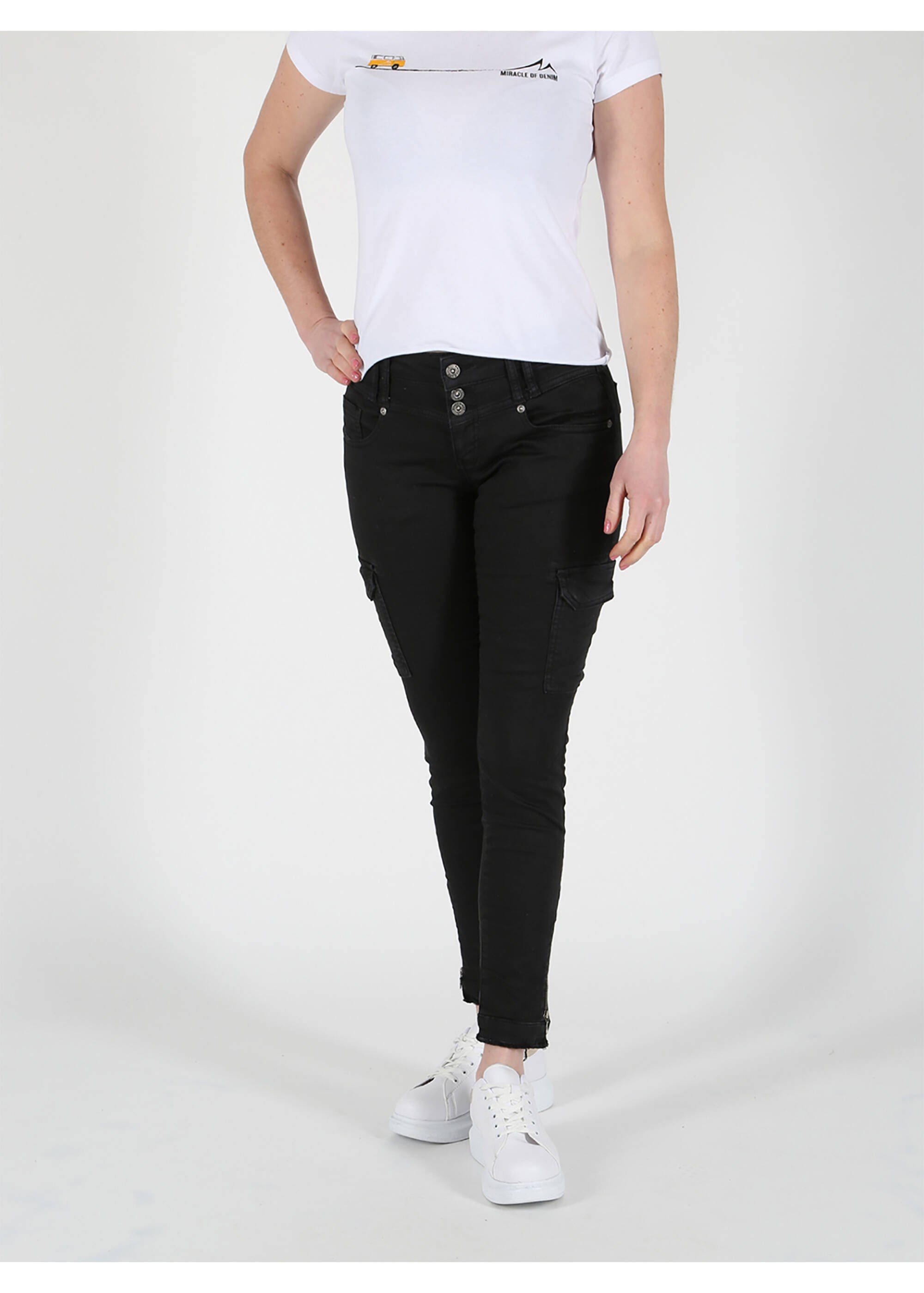 Miracle of Denim Stretch-Jeans MOD JEANS MEGAN CARGO black AU21-2060.11