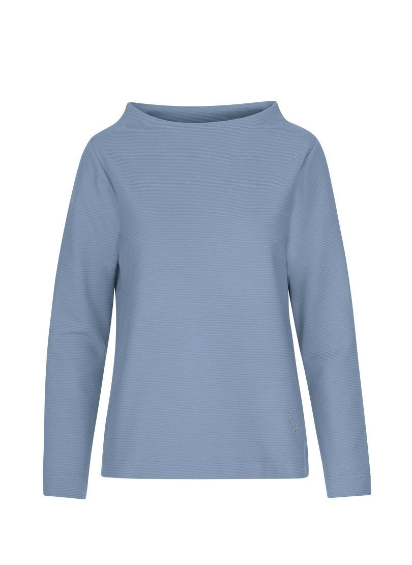 pearl-blue mit Kristallsteinen Stehkragen Sweatshirt TRIGEMA Trigema Pullover