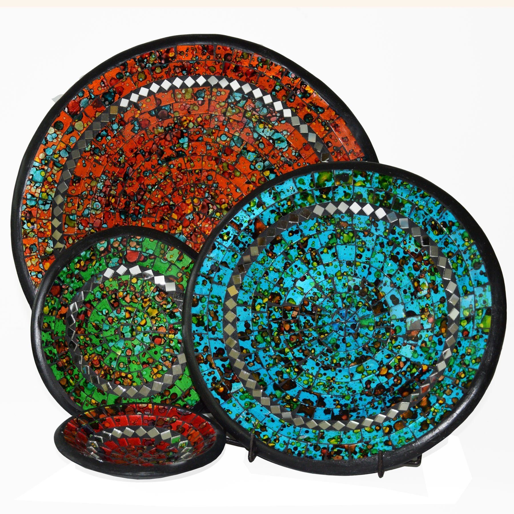 SIMANDRA Dekoschale Mosaikschale rund mit Spiegel XL (1-tlg) Grün