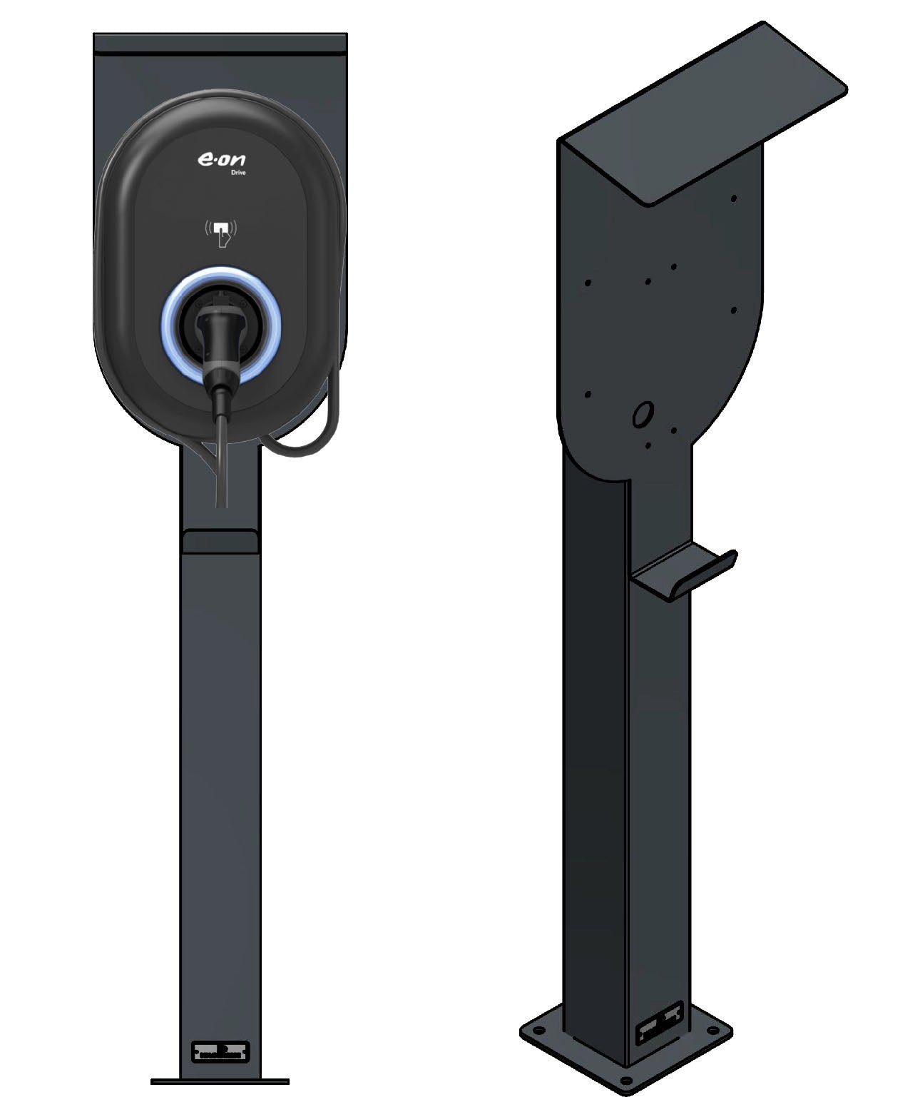 DIE-LADESÄULE.DE Elektroauto-Ladestation-Halterung Ladesäule passend für E.ON Drive vBox / Vestel eCharger EVCO4 ..., (2, 2-tlg., 100% Hergestellt in Deutschland, 100% Hergestellt in Deutschland)