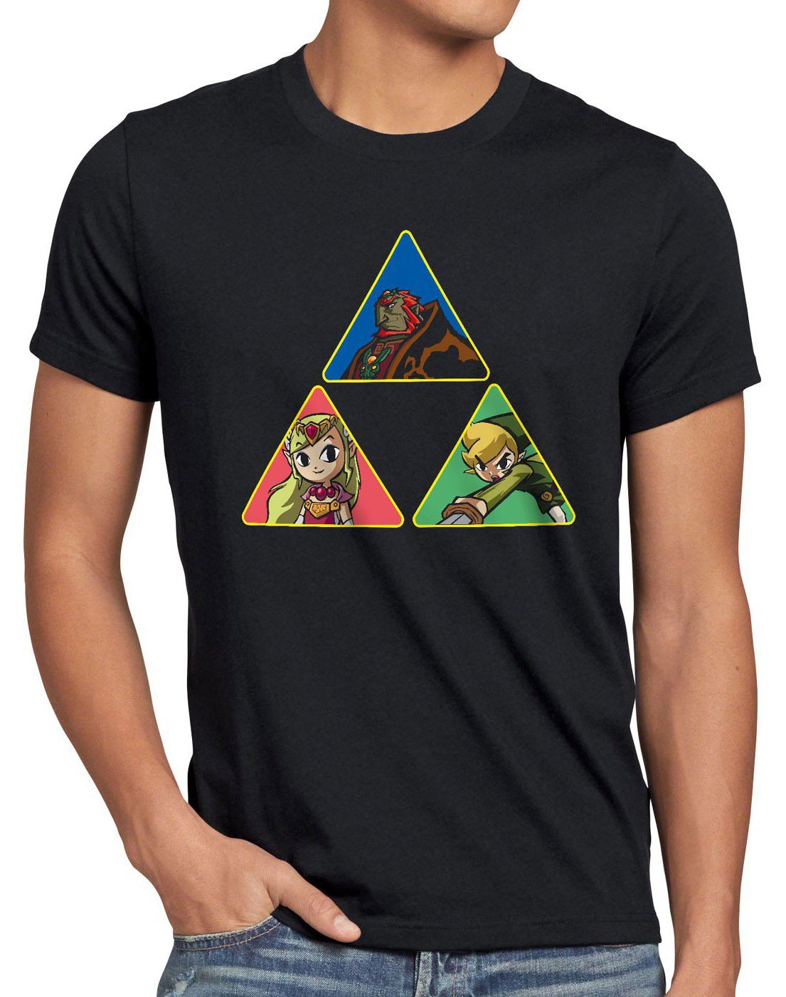 style3 Print-Shirt Herren T-Shirt Triforce Link Gamer Hyrule boy zelda game wild breath legend of schwarz