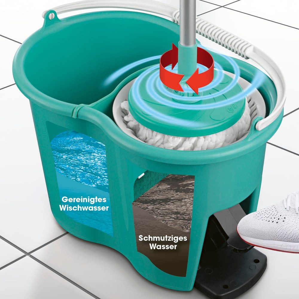 CLEANmaxx Wischmopp Zwei-Kammer-Filtersystem, mit Fußpedal einfach Boden Laminat Parkett Fliesen wischen
