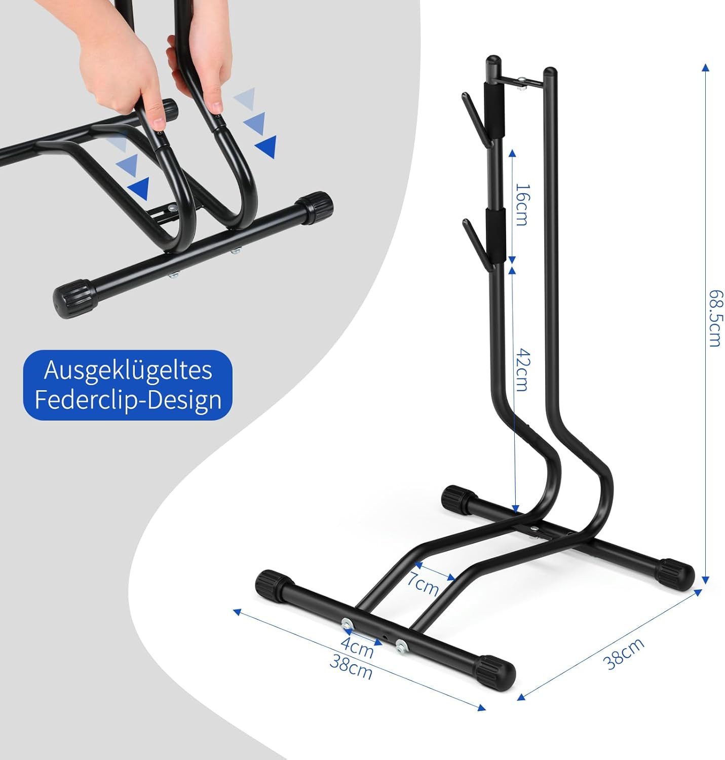 TLGREEN Fahrradständer Abnehmbar Bodenständer Fahrräder, (Fahrrad Montageständer mit Haken, 1-St., Reifenbreite bis 70mm,20-29 Zoll,Fahrradhalter Reparaturständer), für Mountainbike MTB Rennrader