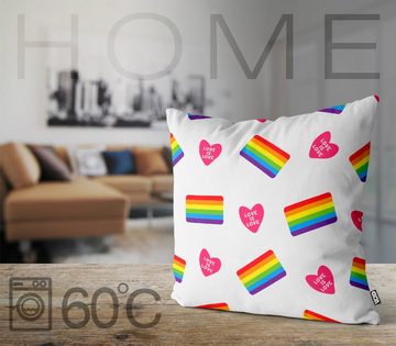 Kissenbezug, VOID (1 Stück), Pride Love is Love LGBTQ Gleichheit Partner Gay pride flag parade clu