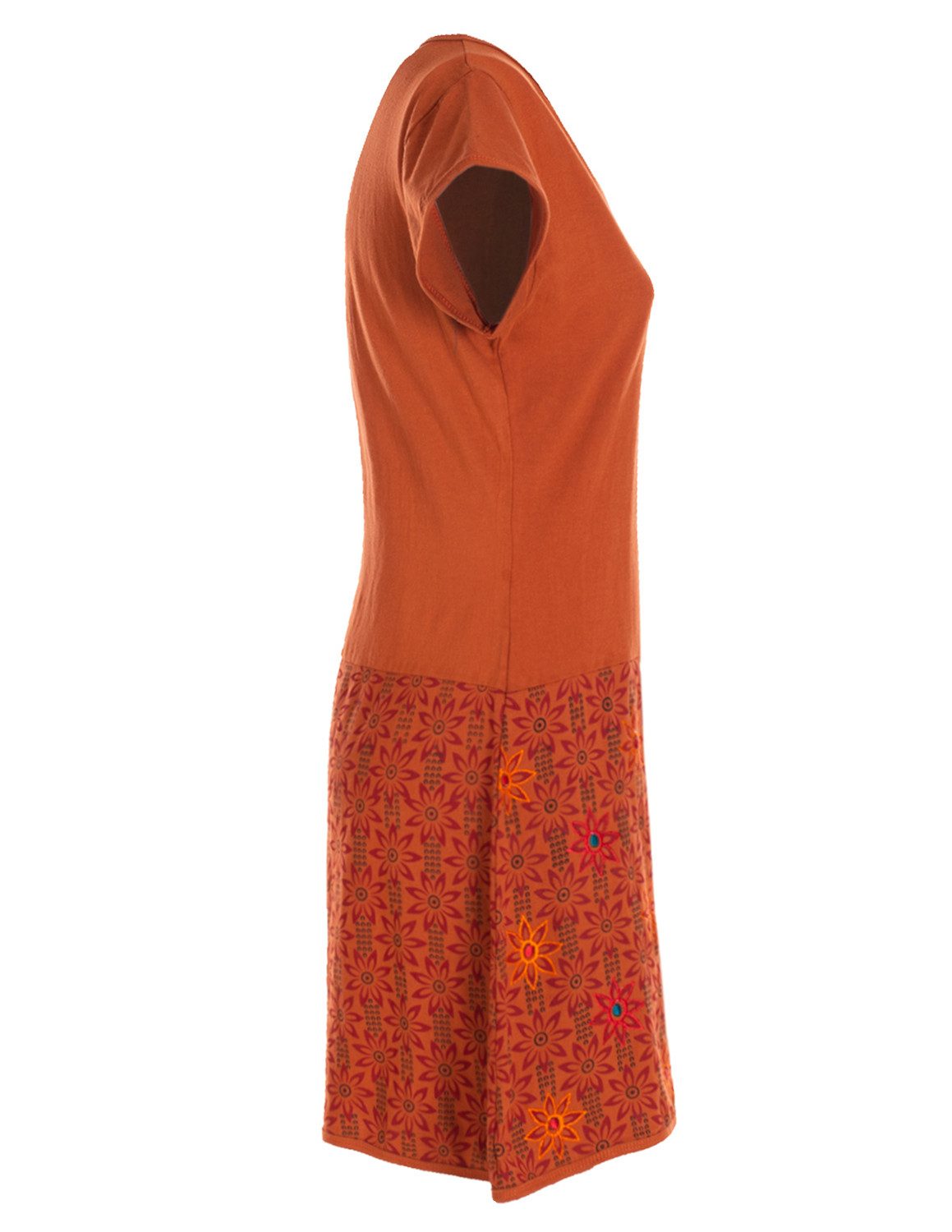 Vishes Tunikakleid Damen Sommerkleid Kurzarm Blumen-Kleid Tunika-Kleid T-Shirtkleid Boho, Goa, Guru Style