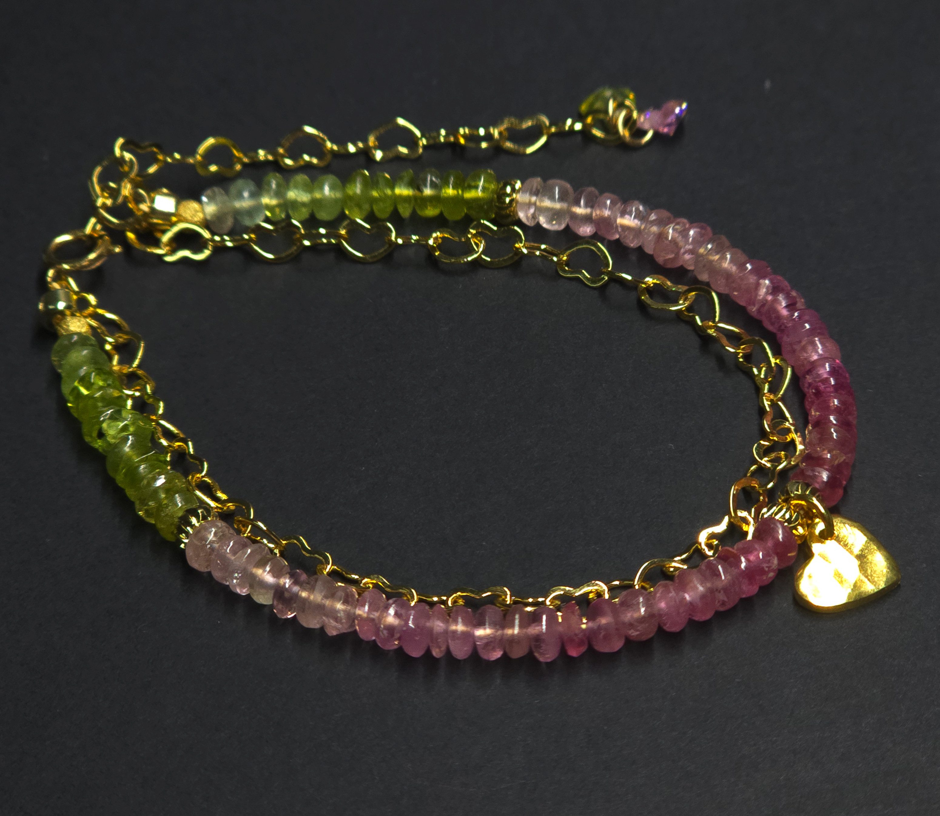 GOLDEN Armband Turmalin Armband Damen Herz 14K Gold Filled handgemacht