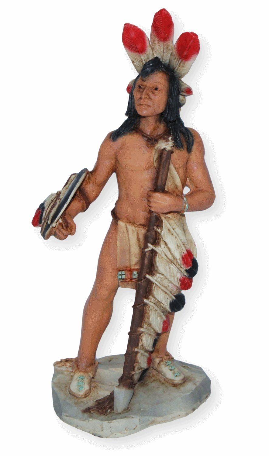 Dekofigur Native American Figur Krieger Four Paws H 18 cm mit Speer Castagna
