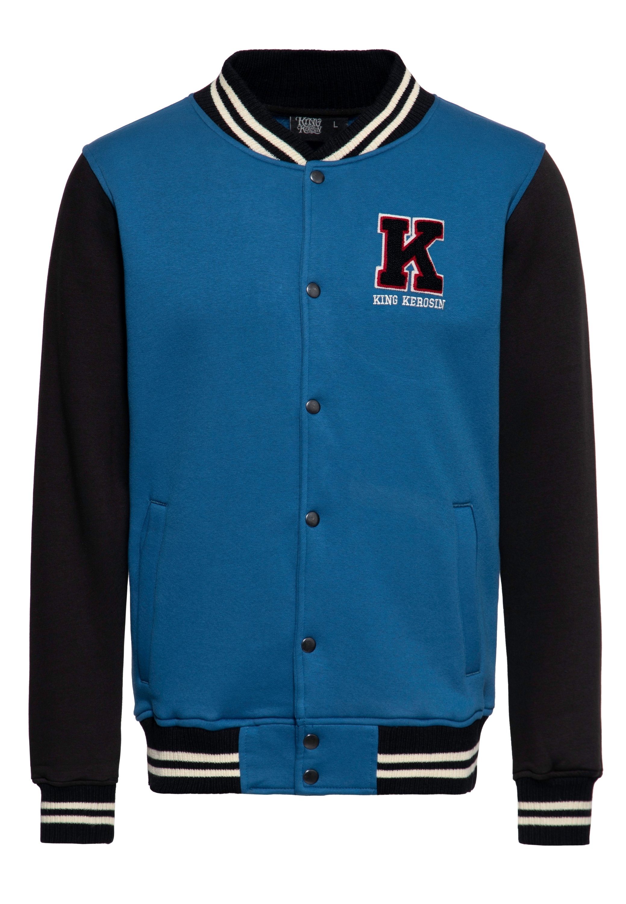 KingKerosin Collegejacke K im Stil der 50er blau