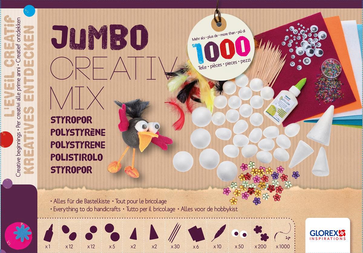 Glorex Kreativset Jumbo Creativ-Mix Styropor, (1000-tlg), über 1.000 Teile