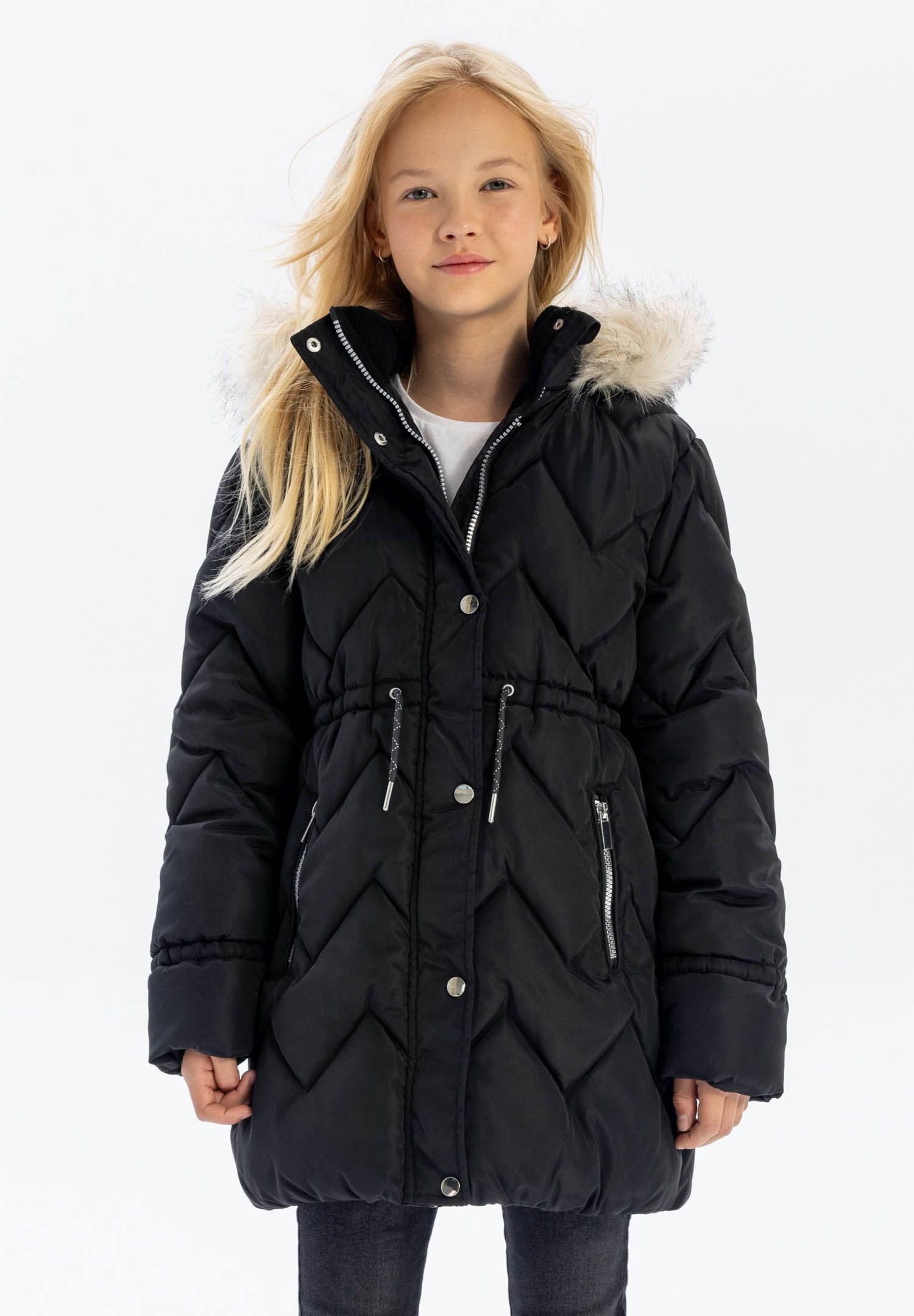 MINOTI Winterjacke Stepp-Winterjacke mit Kunstfell und Tunnelzug in der Tai günstig online kaufen
