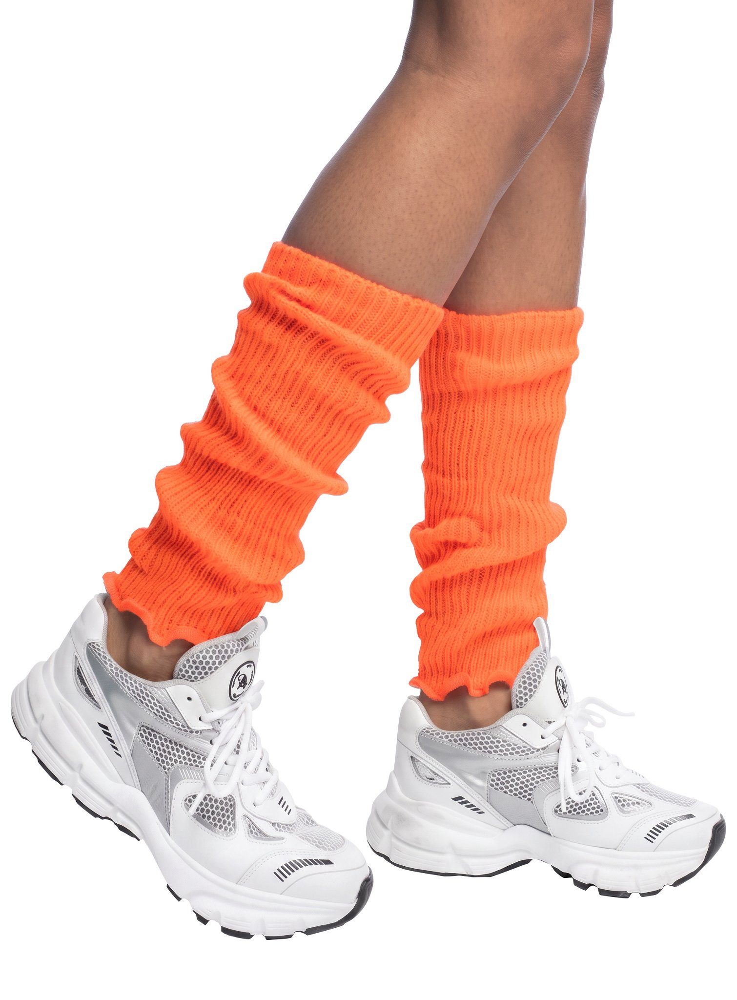 Boland Kostüm Retro-Beinstulpen neon-orange, Für warme Knöchel und einen heißen Look: 80er Retro Stulpen