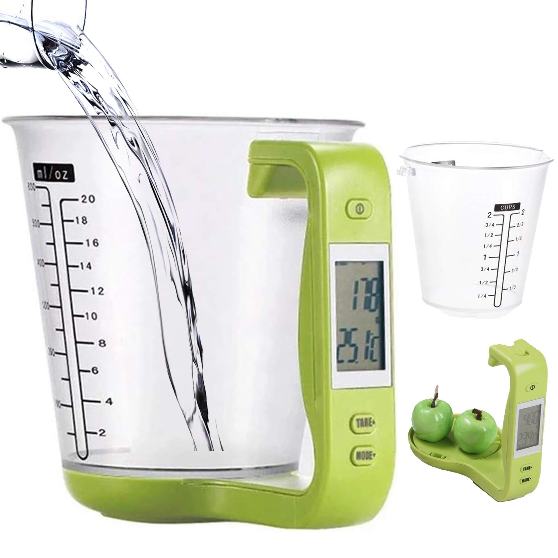 Senmudi Küchenwaage Messbecher mit digitaler Waage Abnehmbarem Messbecher LCD-Display, (Präzises Wiegen,Zutaten bis 1 kg exakt mit 1 g Genauigkeit abwiegen, Einfache Reinigung, kalibriert für Gramm, Milliliter, Cups und mehr), kompakte Größe, perfekt für kleine Küchen & unterwegs,ideal für Backen