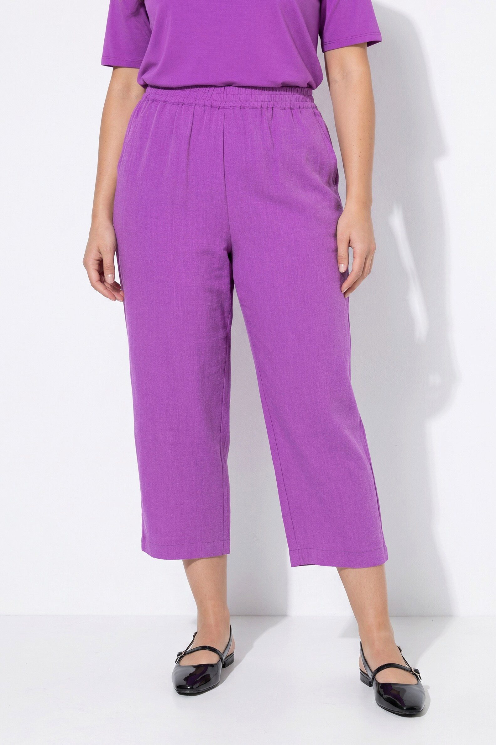 Ulla Popken Culotte Culotte wadenlang weites Bein Elastikbund