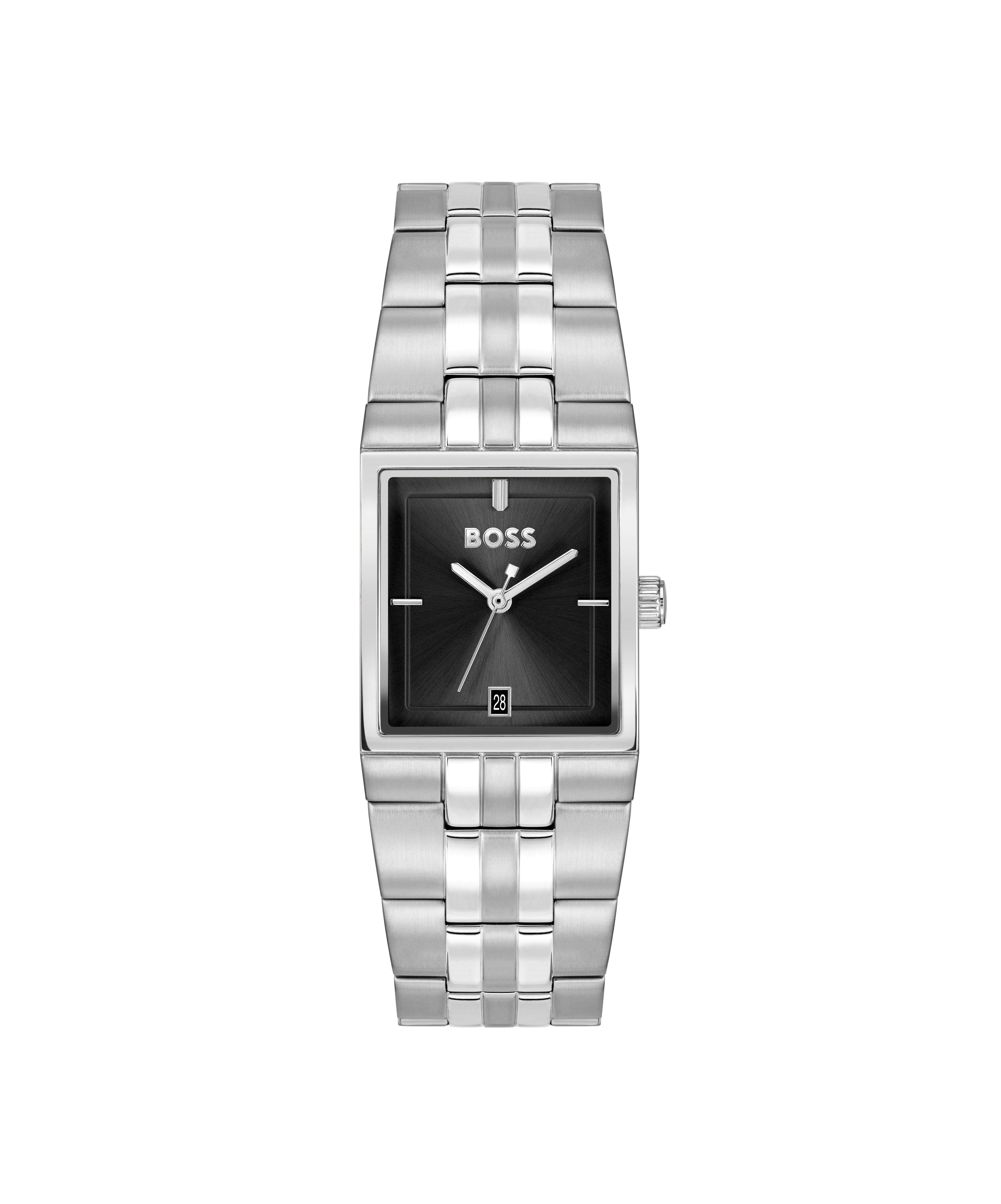 BOSS Quarzuhr STRIVO 1514331, Armbanduhr, Damenuhr, Herrenuhr, Edelstahlarmband, analog, Tag