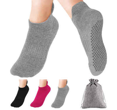 Homewit Sneakersocken Yoga Socken Anti-Rutsch-Socken für Damen Fitness (Beutel, 3-Paar, Sportsocken) für Pilates, Yoga, Tanz, Ballett, Kampfsport, Trampolin