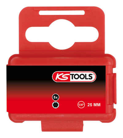KS Tools Sechskant-Bit, 5 Stück, 1/4" Innensechskant, 25 mm, 5/32", 5er Pack