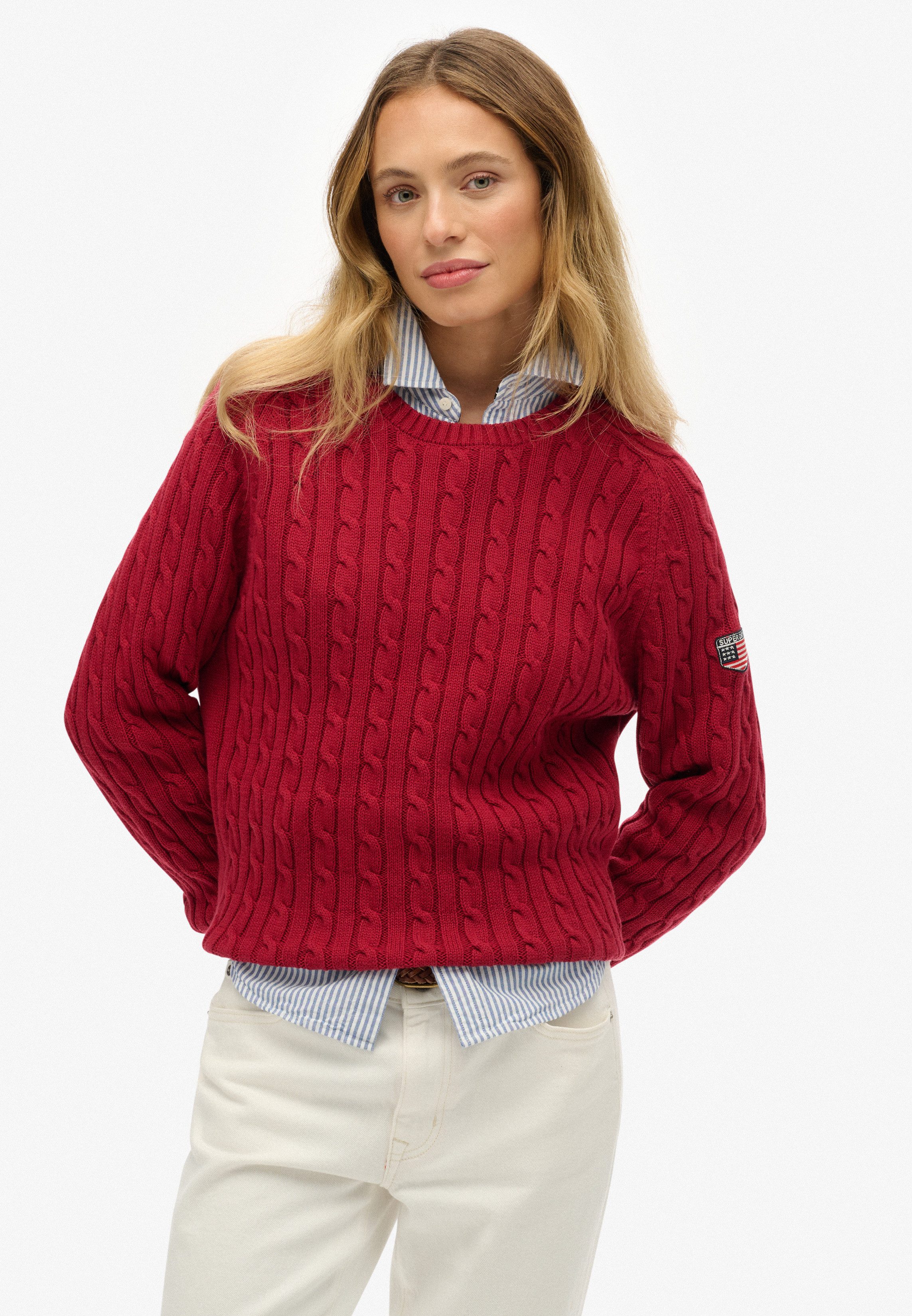 Superdry Strickpullover SLOUCHY CABLE KNIT Baumwolle, loose fit