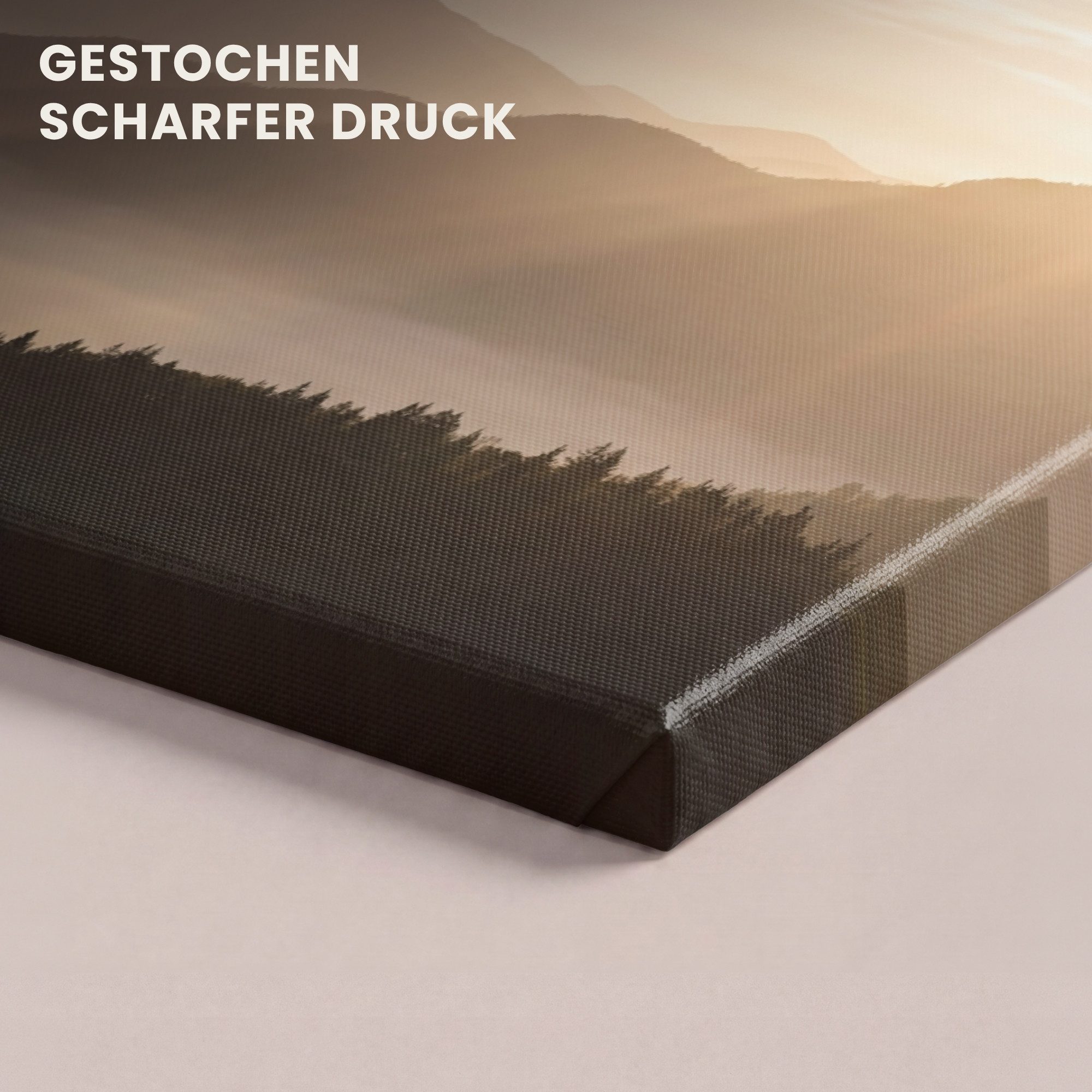 OneMillionCanvasses® Leinwandbild Panorama Berge - Nebel - Sonnenstrahlen, Fotodruck (1 St), Wandbild, Deko Schlafzimmer Wohnzimmer Flur 40x20 cm – Bild 3 von 5