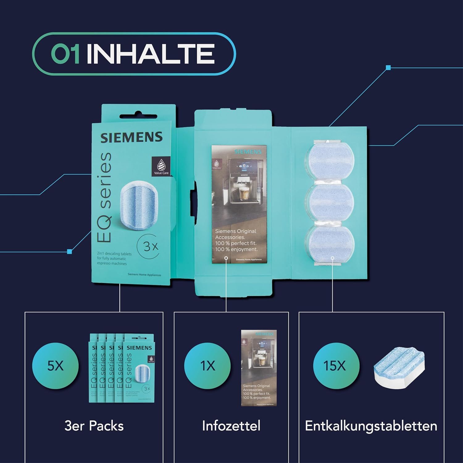SIEMENS 15x Entkalkungstabletten Entkalkungstabletten (MEISTERZWECK4U, [- TZ80002 Entkalkungstabletten Entkalker)