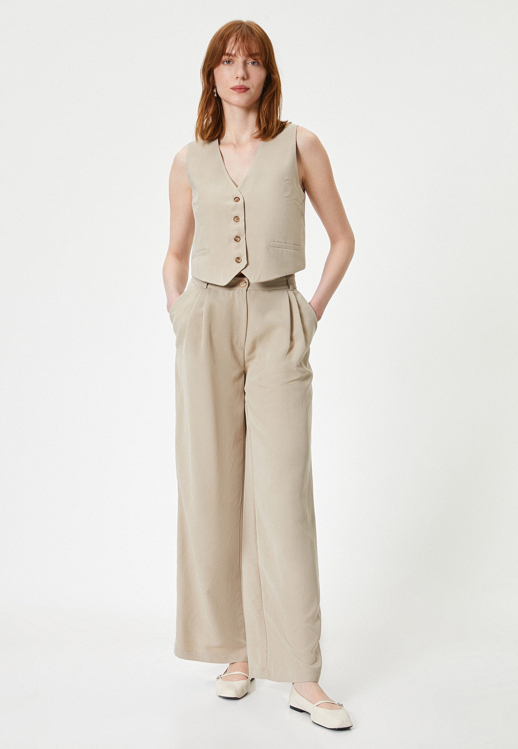 Koton Anzugweste V-Kragen Klassisch Anzugweste