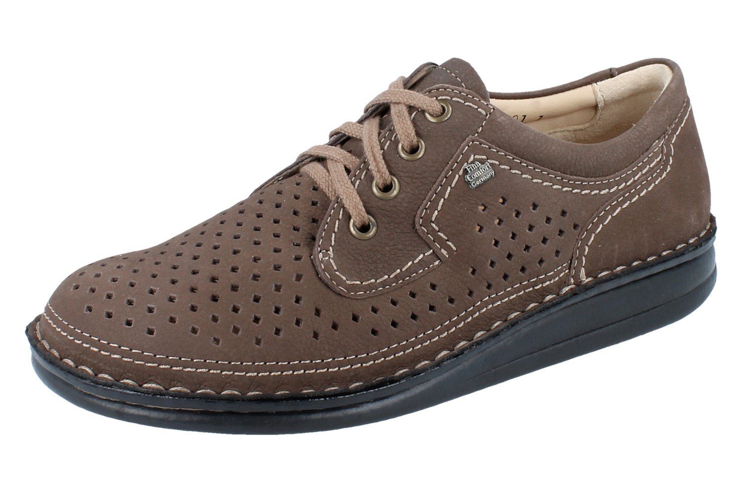 FINN COMFORT Baden Herren Schnürschuhe braun Nubukleder - Größe: 45 Schnürschuh