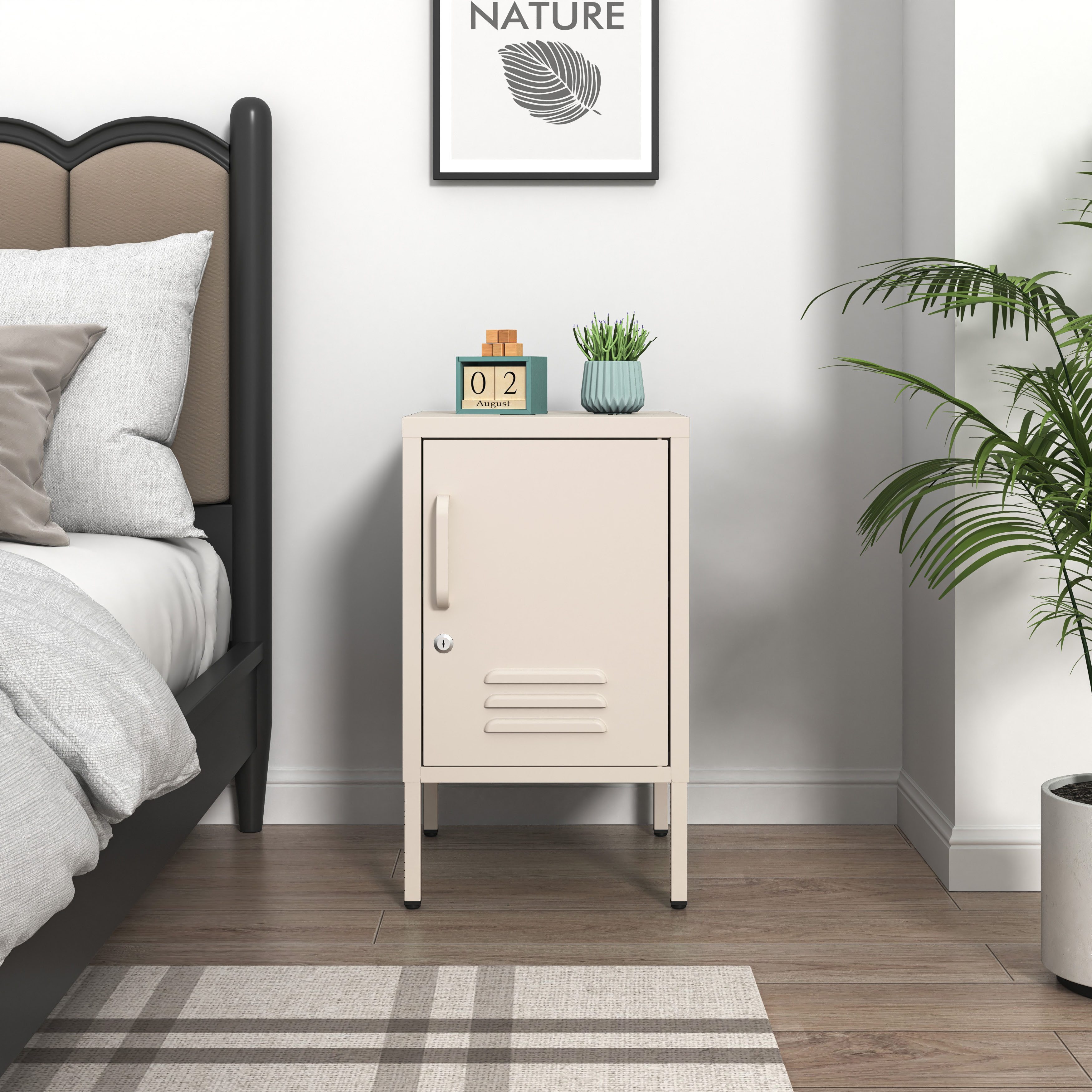 INOSIGN Nachtkommode Nachttisch Nachtkonsole Beistelltisch Metallschrank Siena (in 4 Farben aus Metall Stahlschrank Bestseller), in der Höhe verstellbar, abschließbar