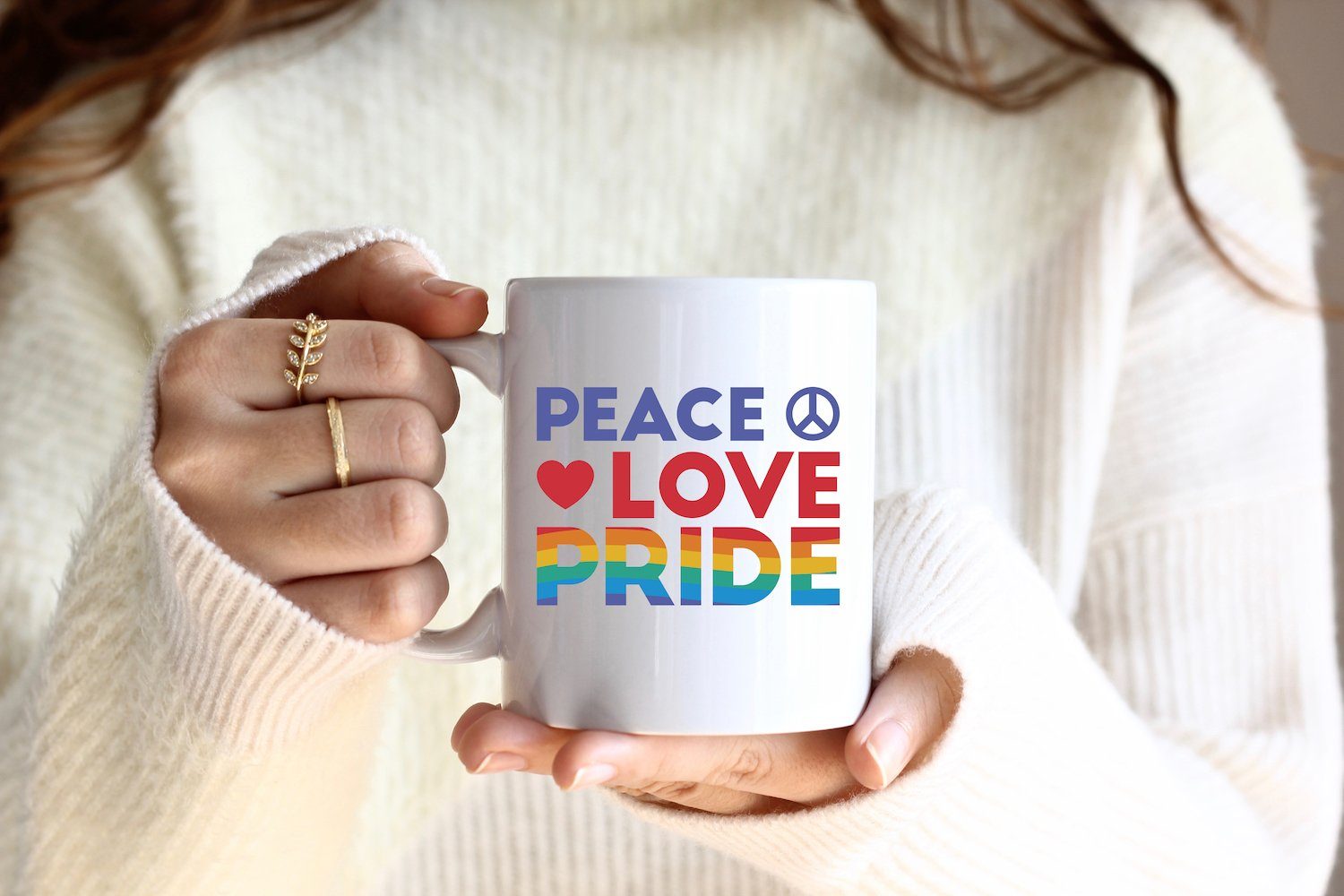Peace Kaffeetasse Geschenk, trendigem Tasse mit Youth Designz Motiv Keramik, Love Weiss/Rosa Pride