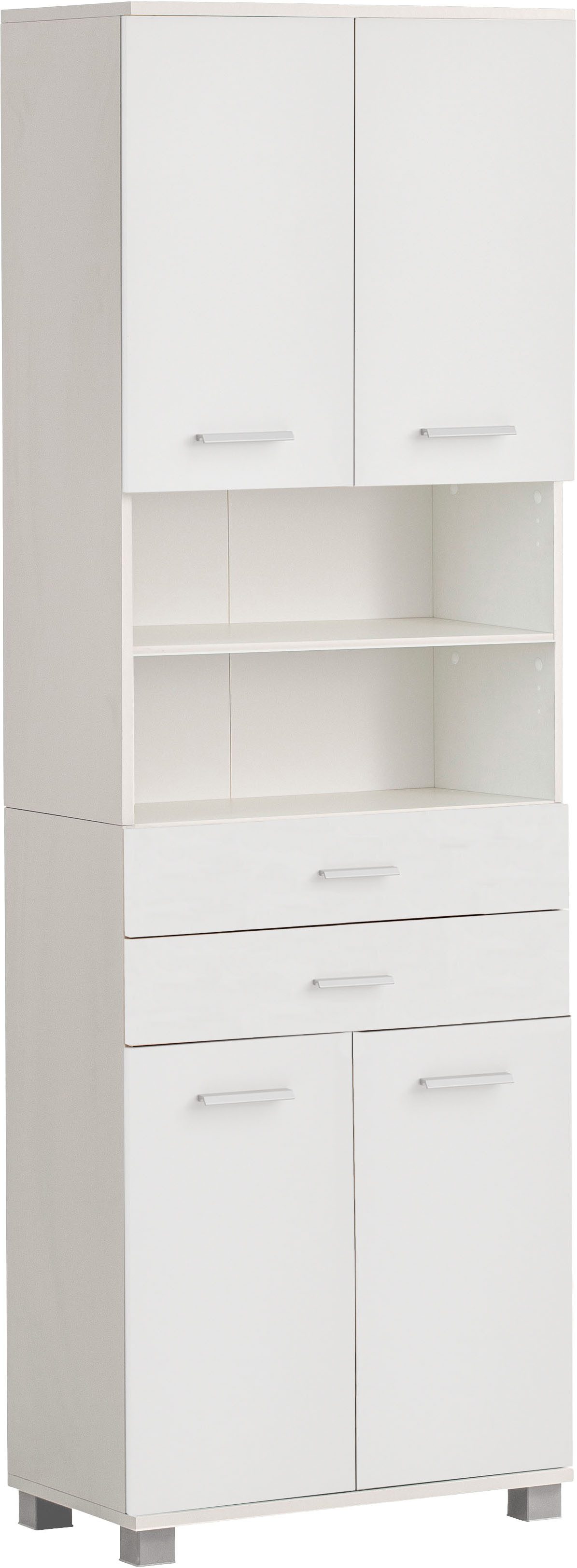 welltime Hochschrank Breite 60 cm, verstellbare Einlegeböden, Metallgriffe