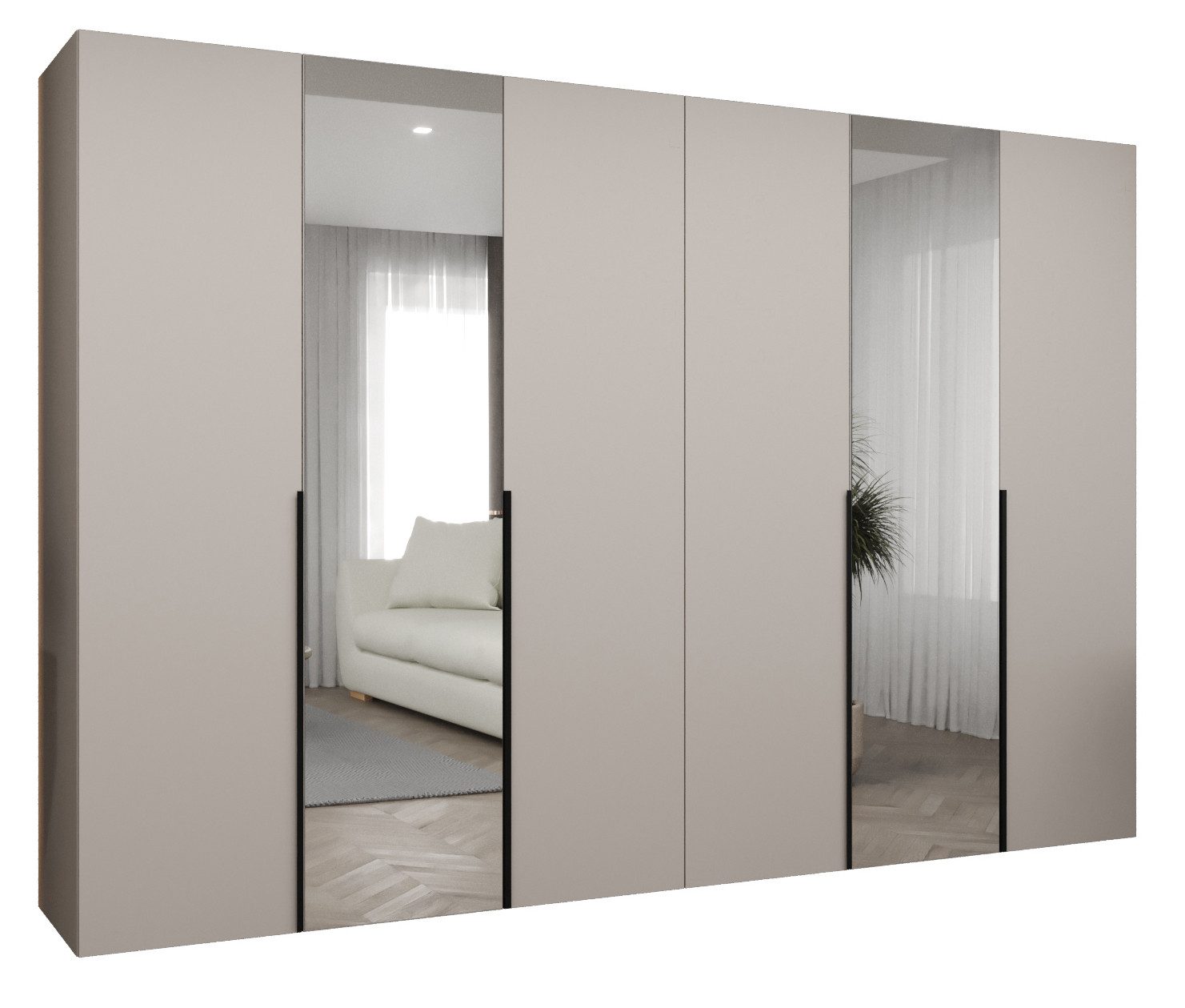 ABIKS MÖBEL Drehtürenschrank ALICANTE 2 Schlafzimmerschrank mit Kleiderstange und Regalen
