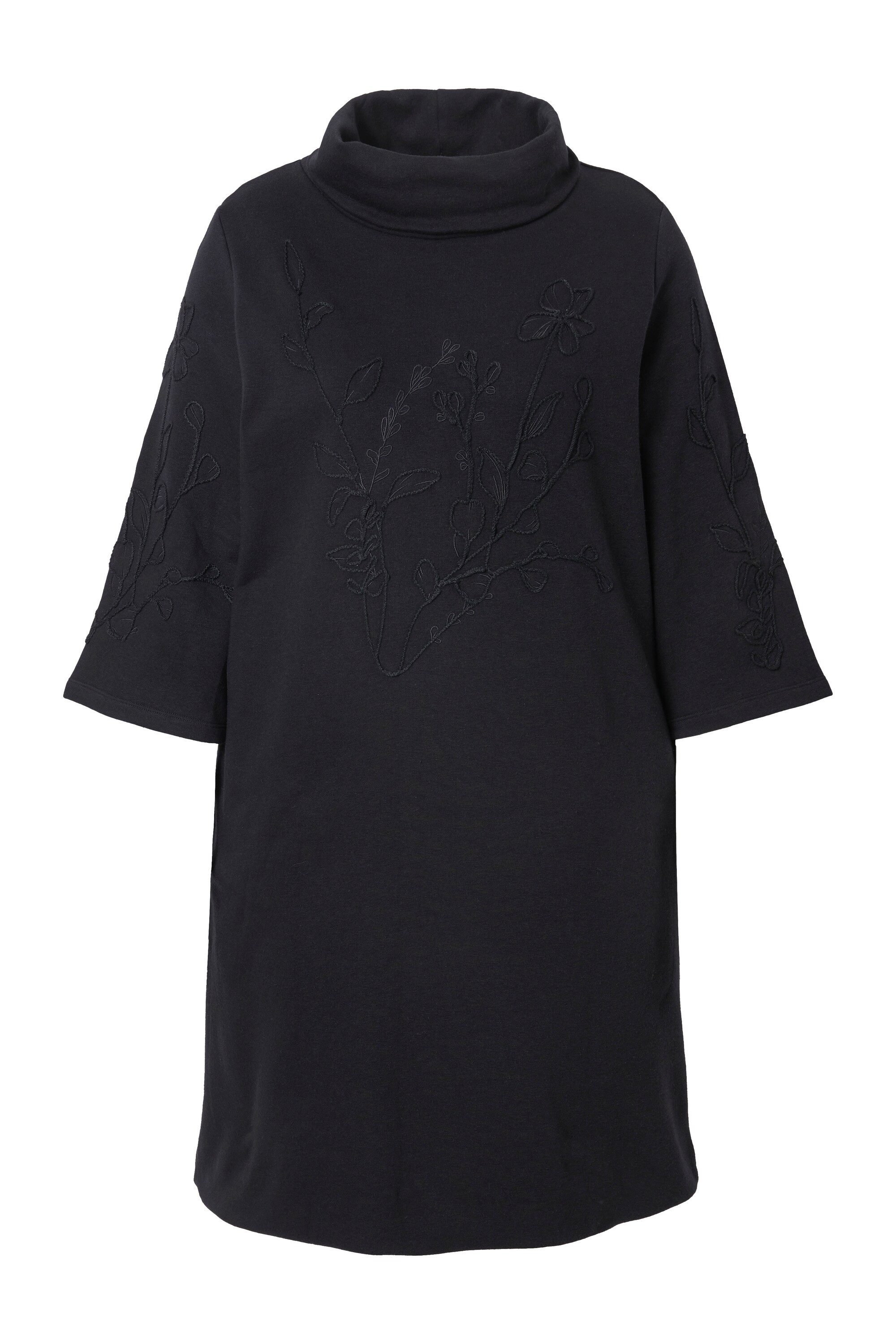 MIAMODA Jerseykleid Sweatkleid A-Linie Blüten-Stickerei Stehkragen günstig online kaufen