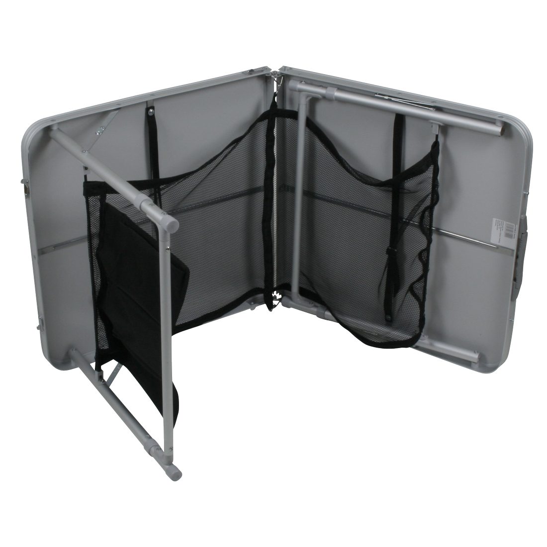 Tisch-Hocker-Set 10T Netz-Ablagefäche 4 Koffer Family 64x64x9cm 10T - Mobiles Personen Aluminium + Portable im Campingtisch