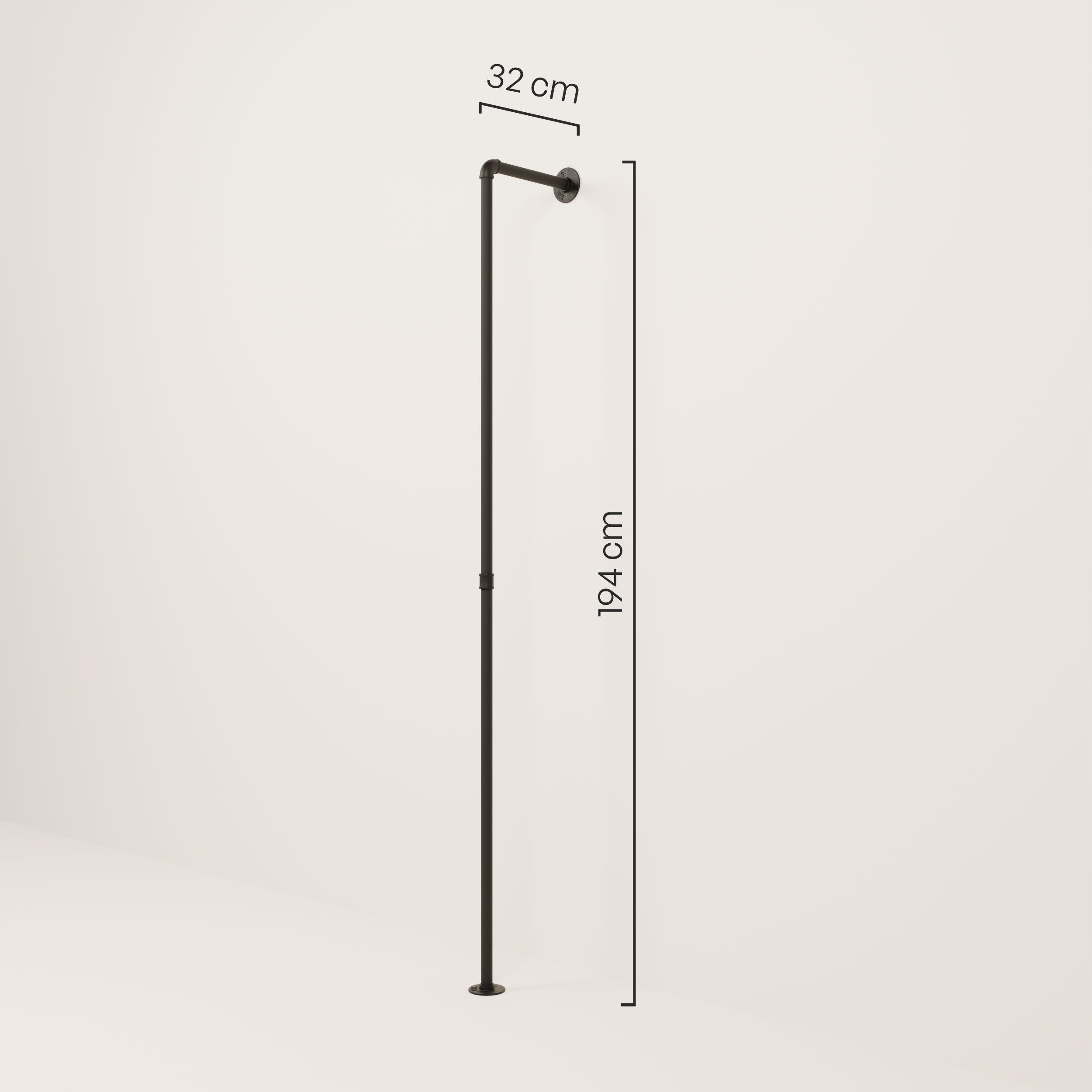 pamo. design Garderobenständer Kleiderstange FRED Kleiderständer zur Wandmontage, (Set, 1), Aus schwarz pulverbeschichteten Wasserrohren, industrial Design